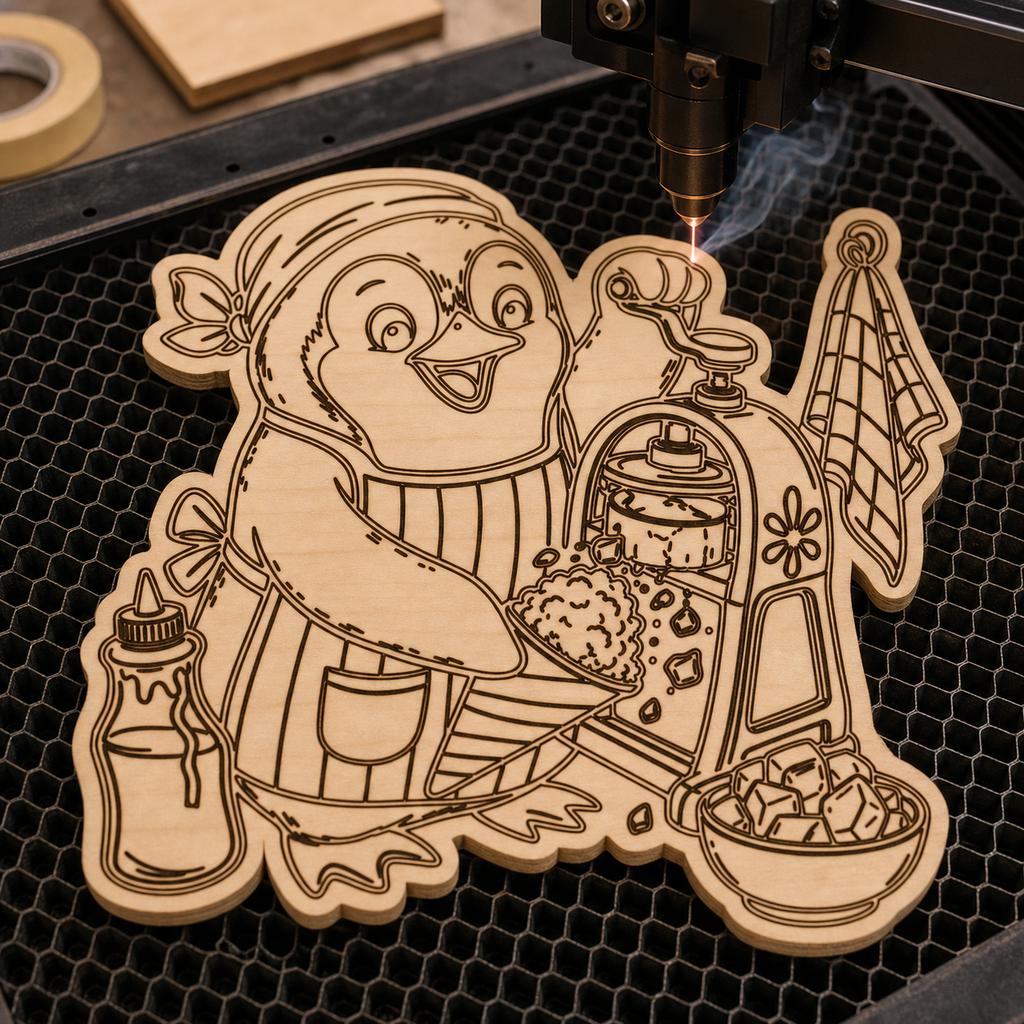 Sneaky Kitchen Critter SVG DXF Bundle, 4 Funny Kitchen CNC Designs for Magnets, Stickers, Oven Mitts image 4