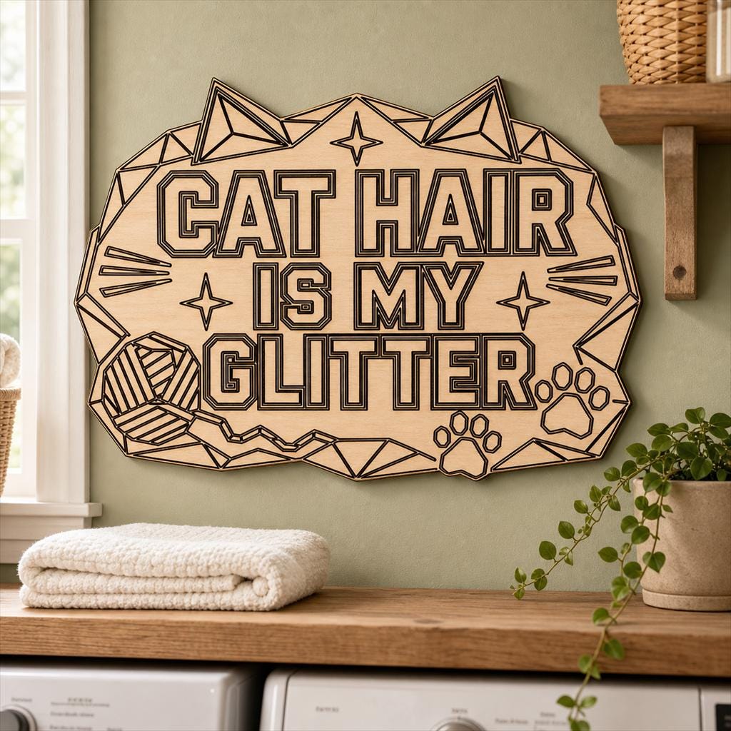Funny Cat Quote Sign SVG DXF Bundle, 4 CNC Cut Files for Laser, Router, Glowforge, Cricut