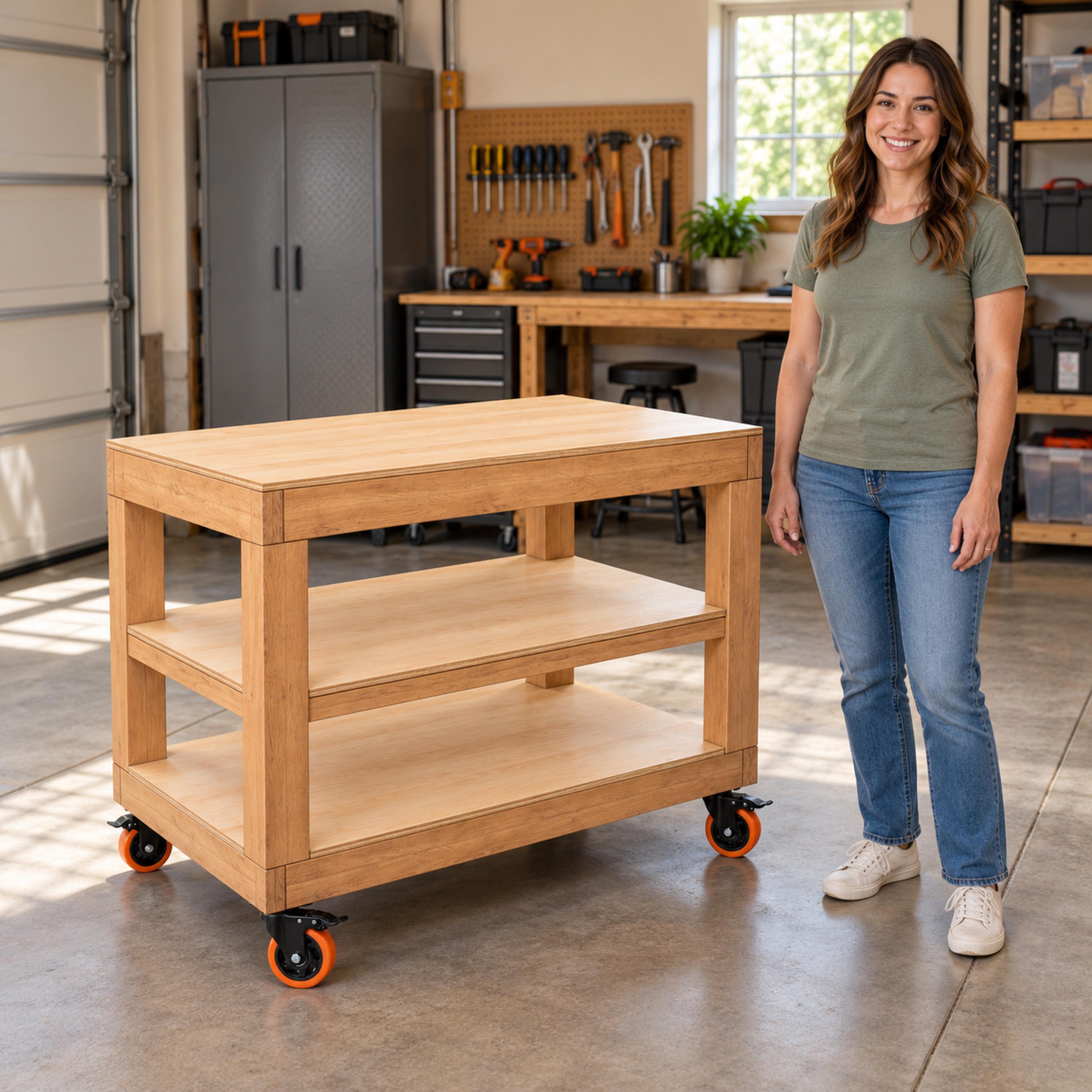 Garage Cart DIY Plans | 3-Level Rolling Workshop Storage | All Terrain image 5