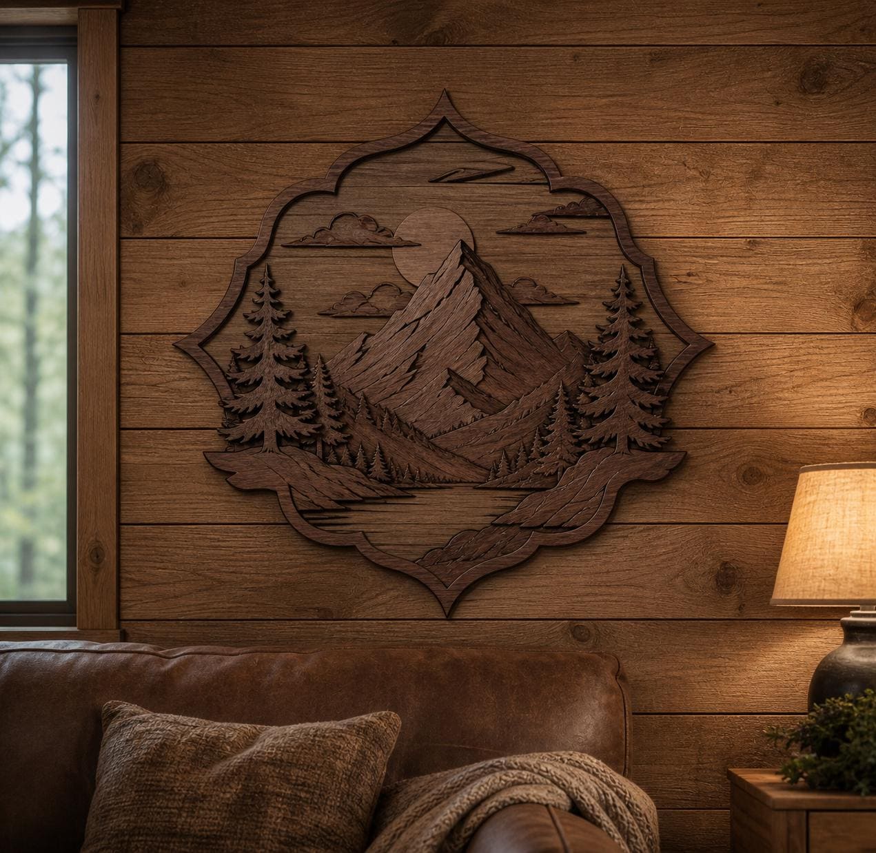 Mountain Scene SVG DXF Bundle, CNC Router and Laser Cut Wood Wall Decor Files
