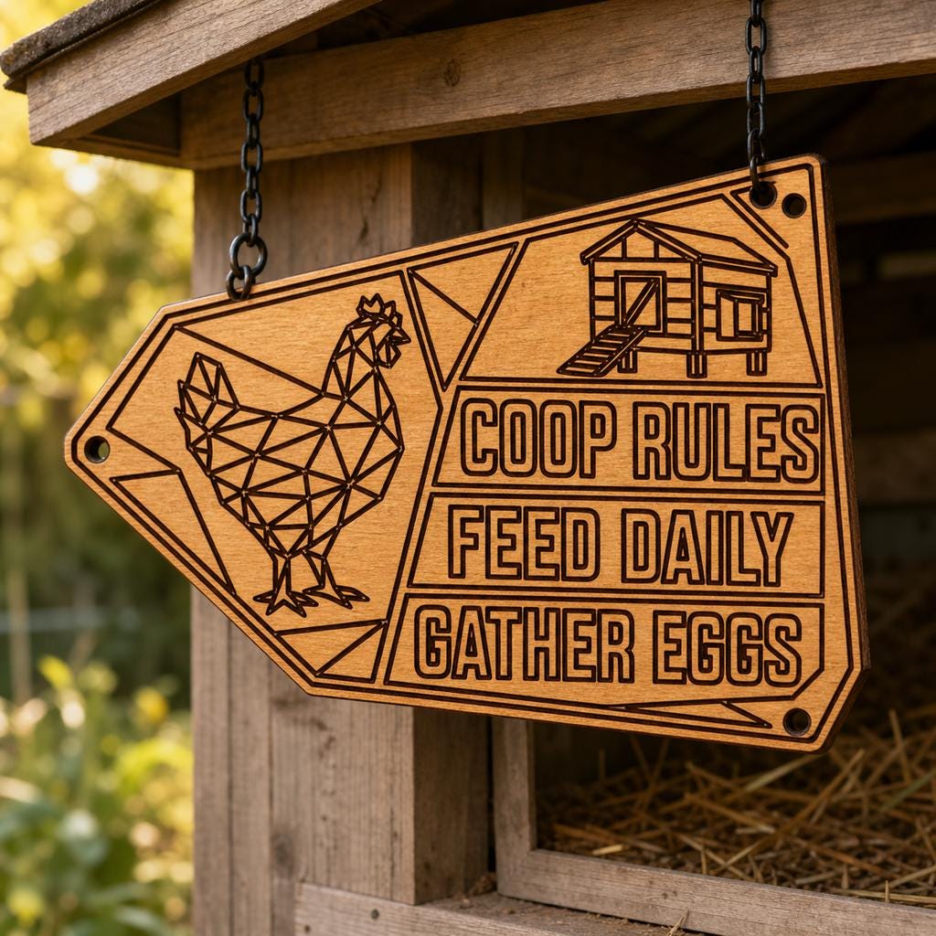 Chicken Coop Sign SVG DXF Bundle, 4 CNC Laser Cut Files image 3
