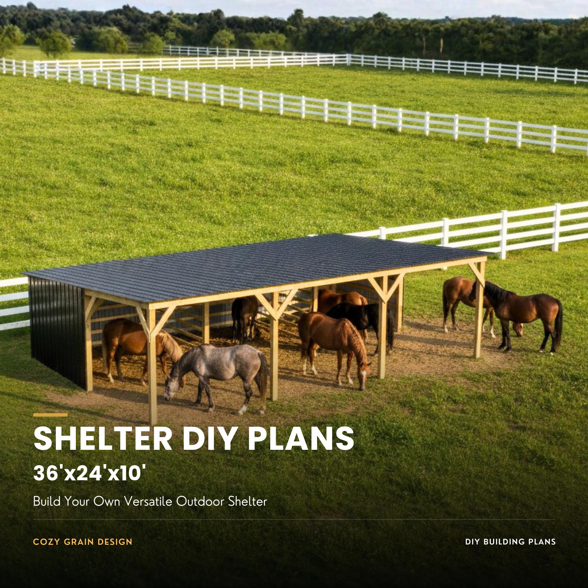 Pole Barn Plans 36x24x10 PDF, Horse Shelter and Carport Blueprint, DIY Farm Building Guide Digital Download