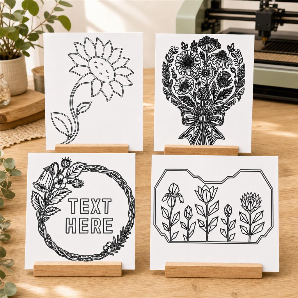 Floral Wall Art SVG DXF Bundle, 4 CNC Cut Files for Laser, Router, Glowforge, Cricut image 2