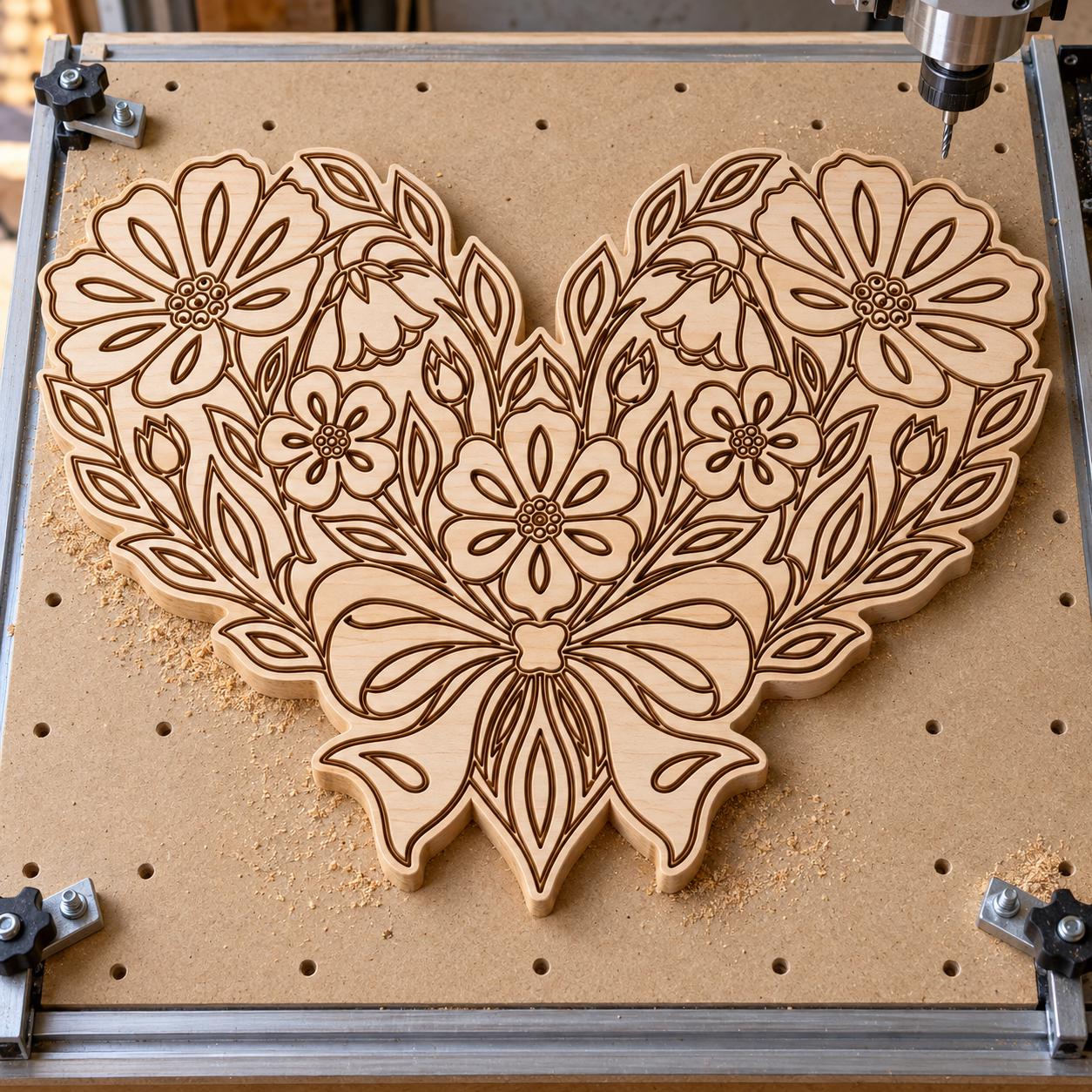 Floral Wall Art SVG DXF Bundle, 4 CNC Cut Files for Laser, Router, Glowforge, Cricut