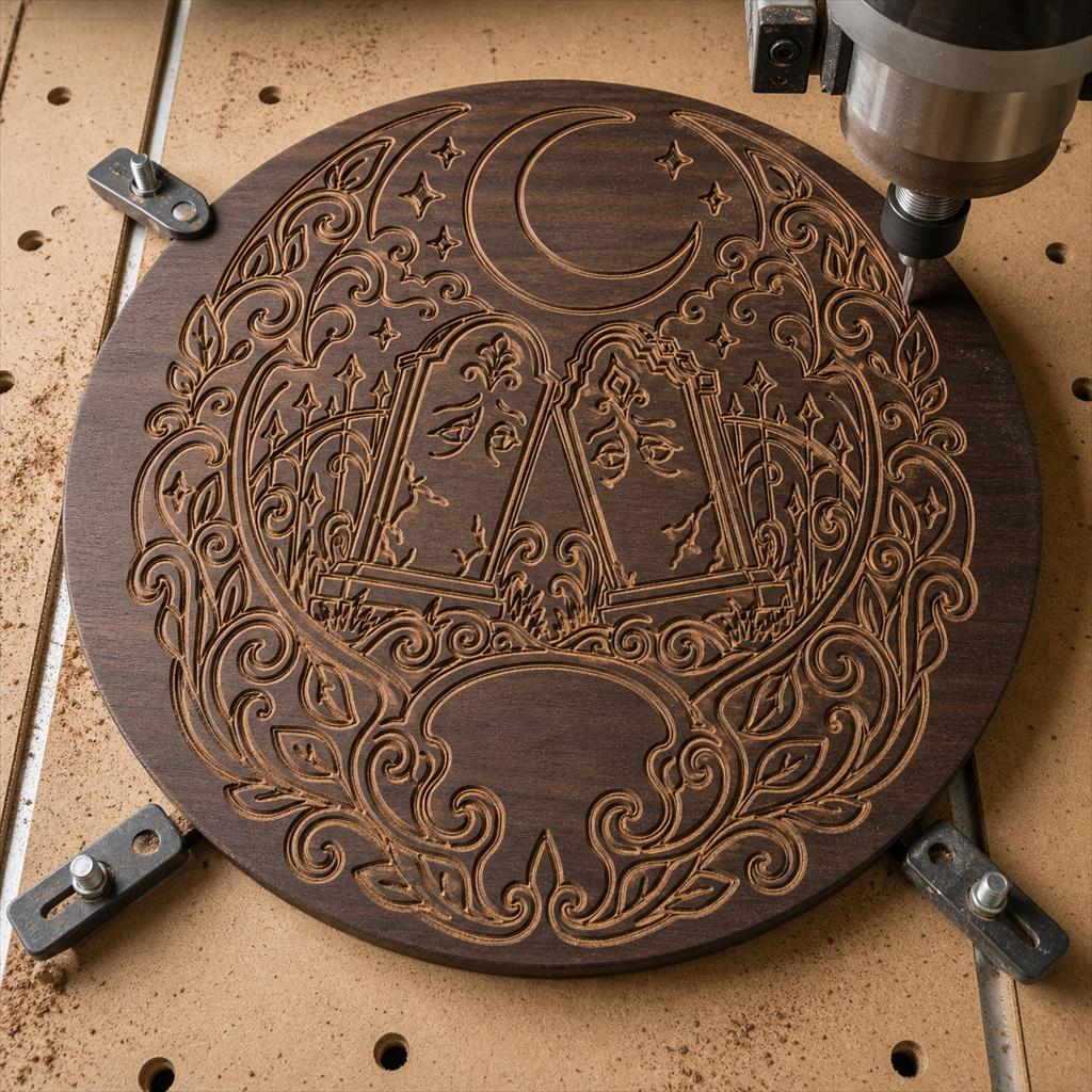 Haunted Cemetery Panel SVG DXF Bundle, 4 CNC Laser Cut Files image 3