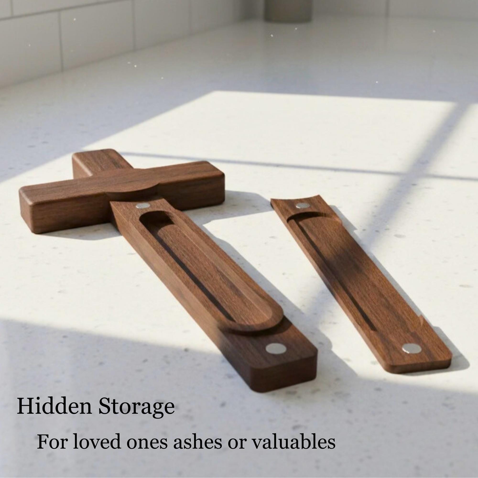Cross with Hidden Compartment CNC Files, Custom Text, DXF and STL Digital Download image 3
