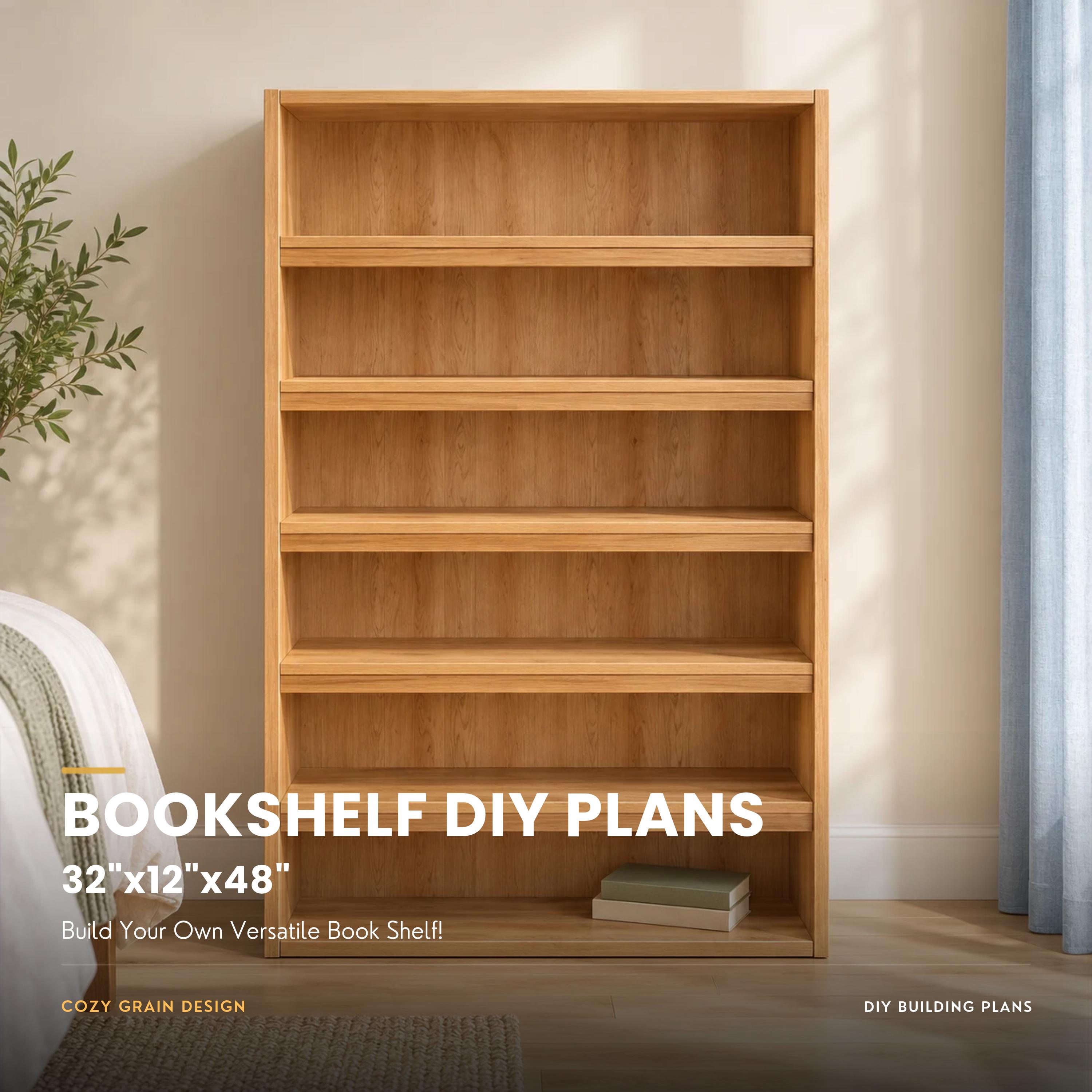32.25 x 48 in Bookshelf Plans | Five Fixed Shelves | Safety Wall Mounting  DIY Guide
