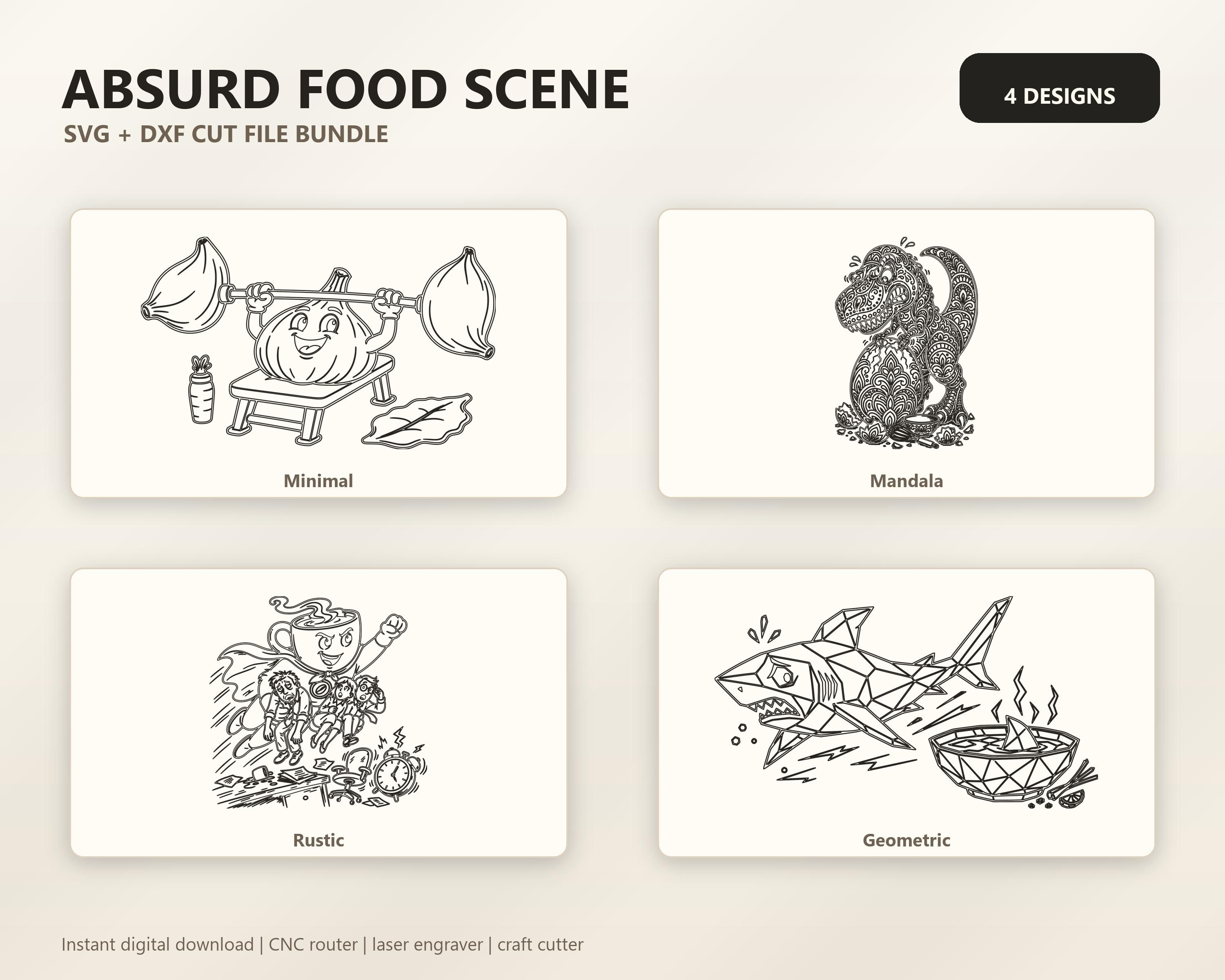 Absurd Food Scene SVG & DXF Bundle | 4 CNC & Laser Cut Files image 6