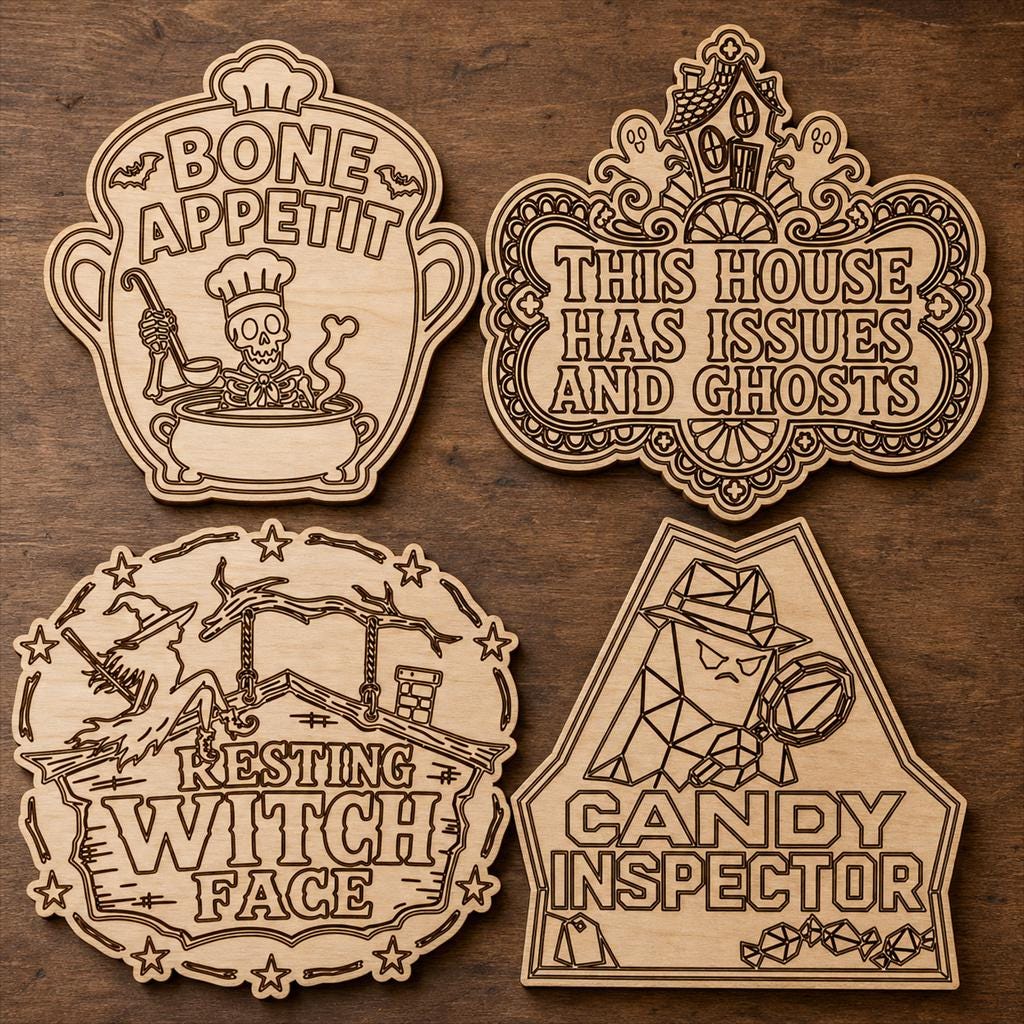 Funny Haunted Sign SVG DXF Bundle, 4 CNC Laser Cut Files image 2
