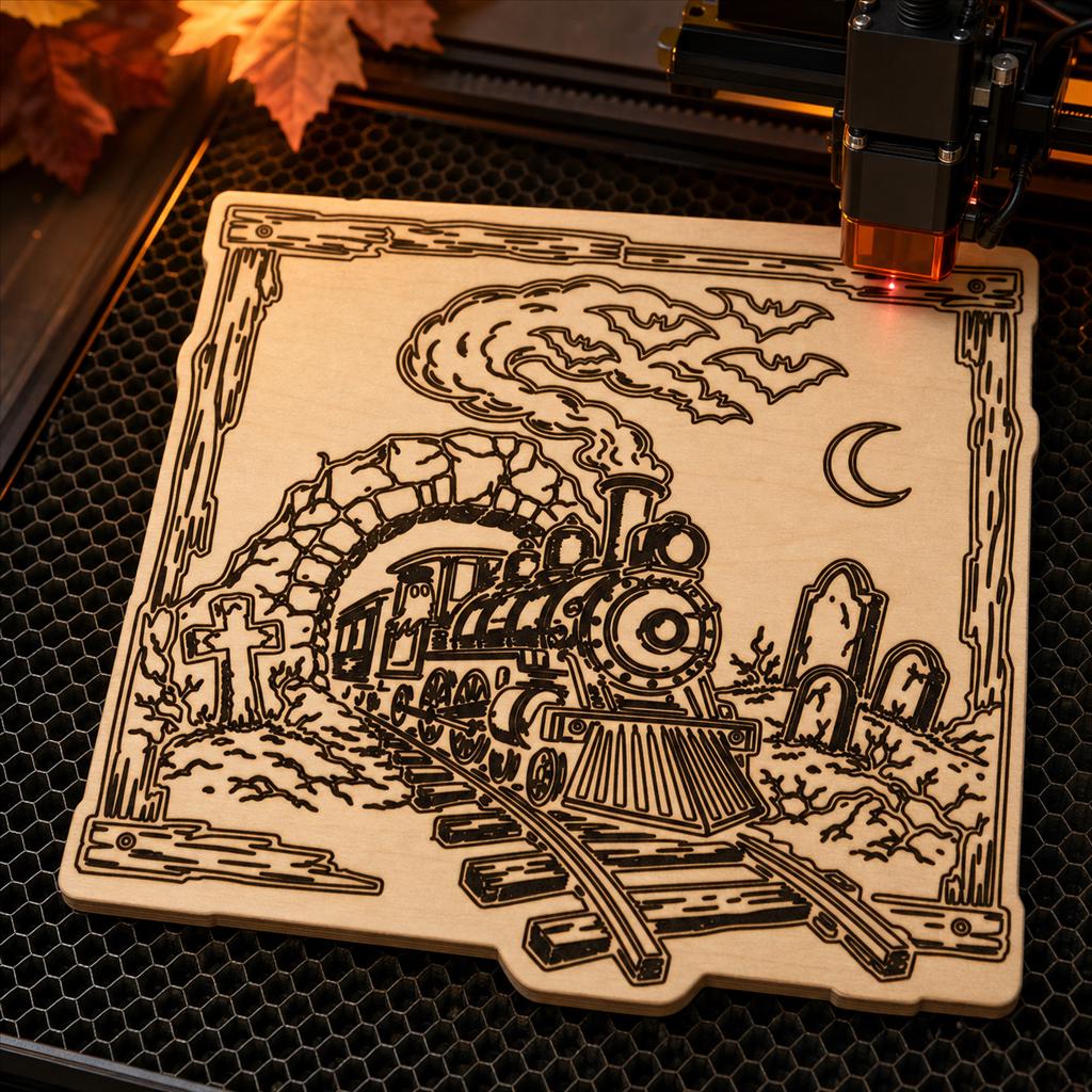 Haunted Cemetery Panel SVG DXF Bundle, 4 CNC Laser Cut Files image 5