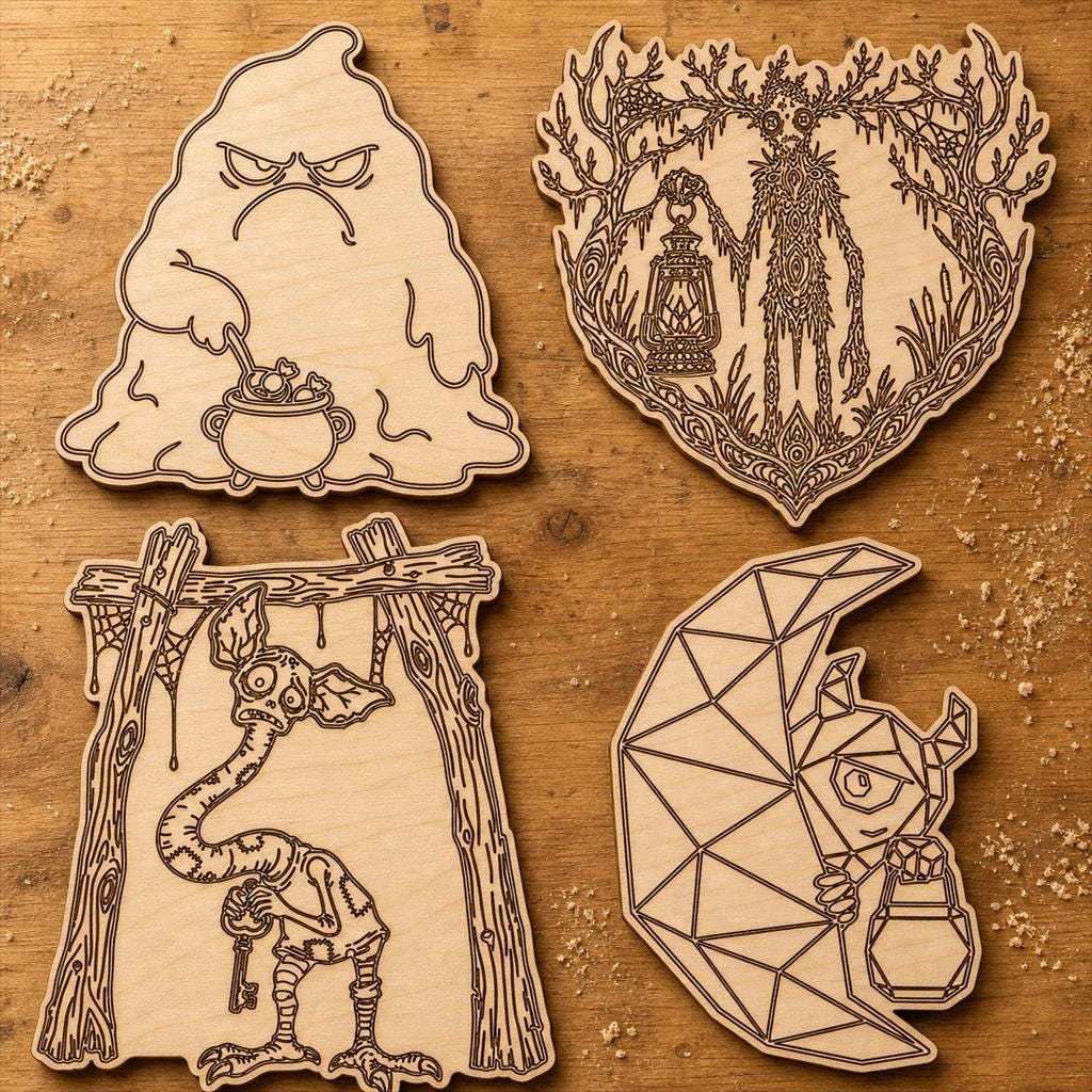 Strange Monster Portrait SVG DXF Bundle, 4 CNC Laser Cut Files image 2