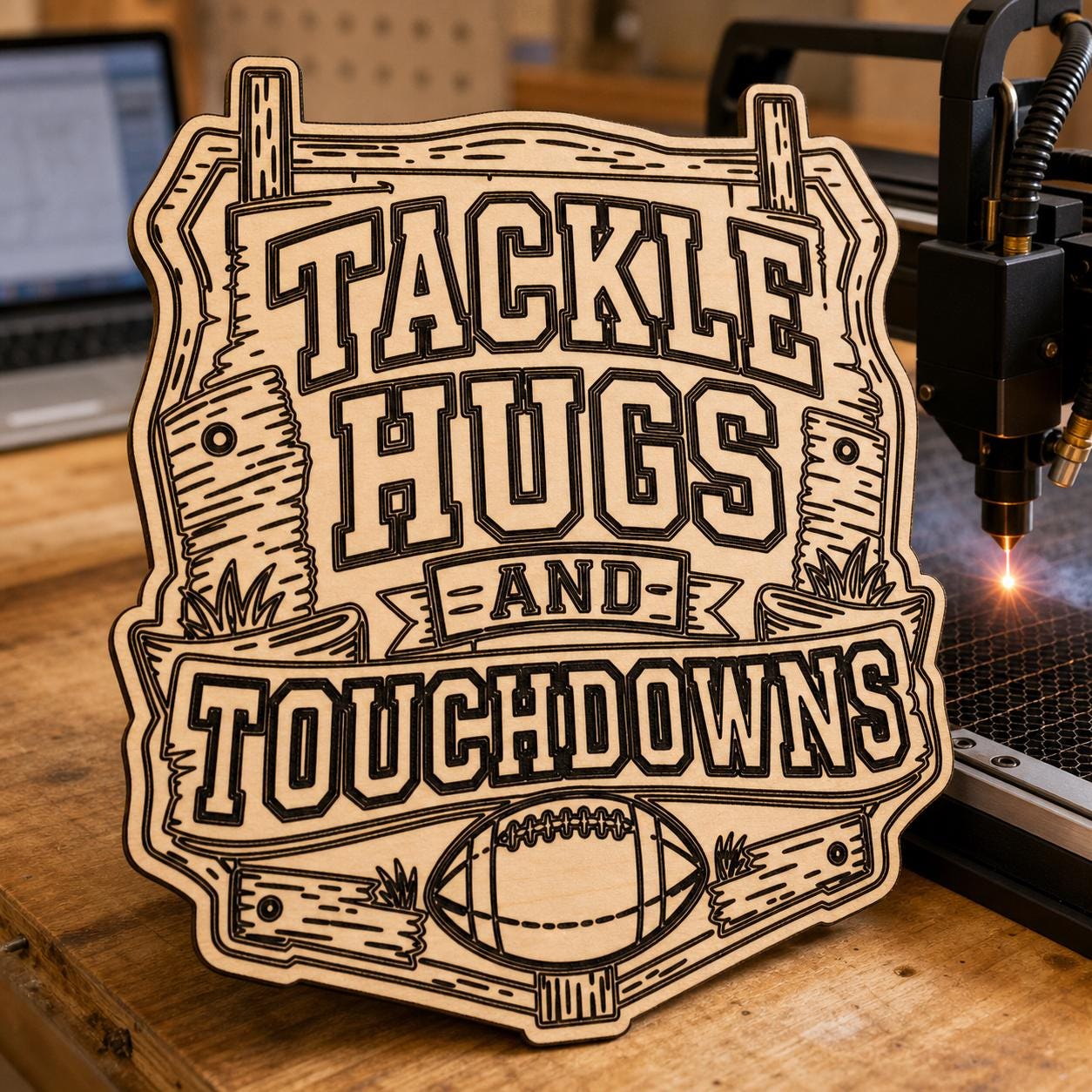 Funny Football Quote Sign SVG DXF Bundle, 4 CNC Cut Files for Laser, Router, Glowforge, Cricut image 4