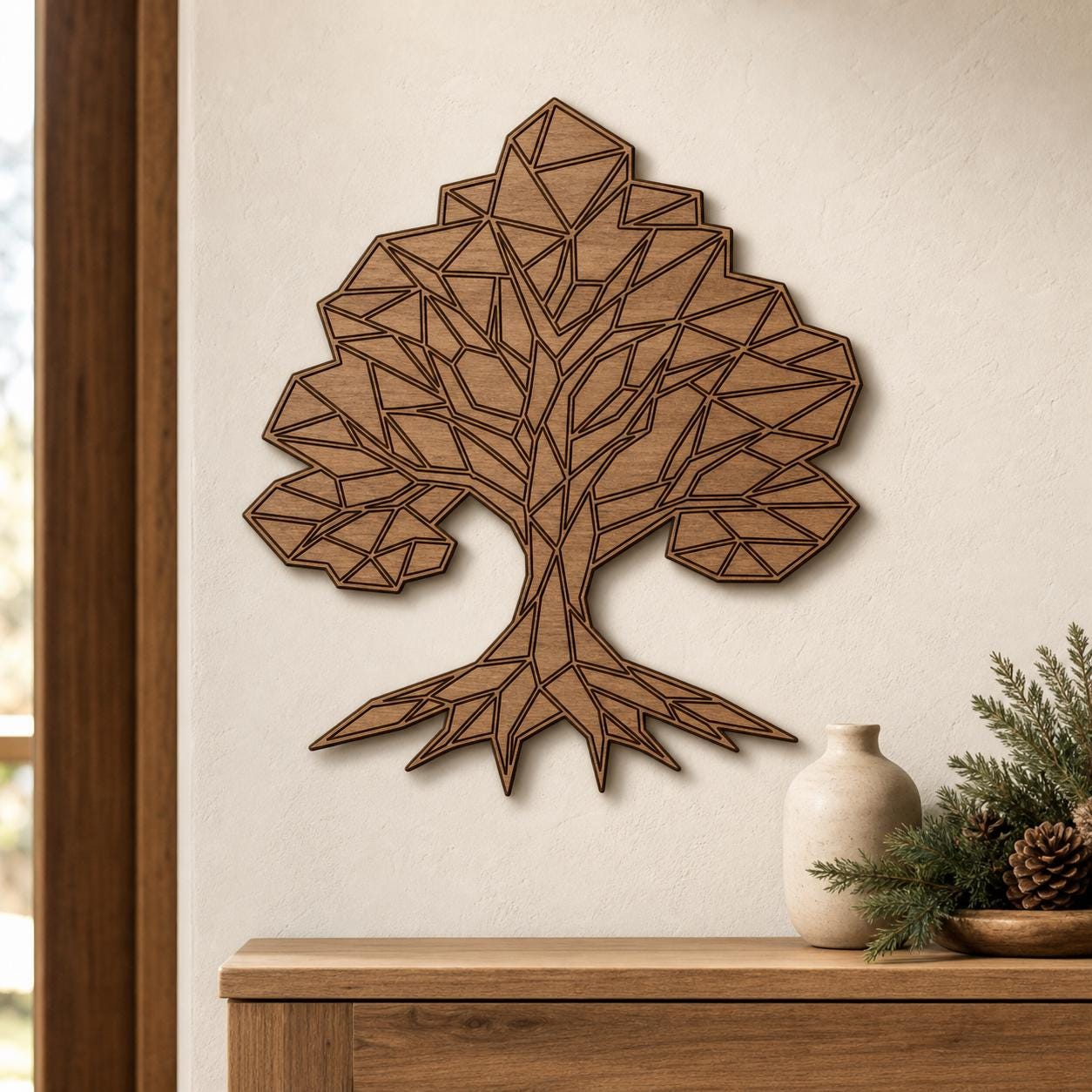 Tree Seasonal Tree Ornament Cnc Design Set SVG DXF Bundle, 4 CNC Cut Files for Laser, Router, Glowforge, Cricut