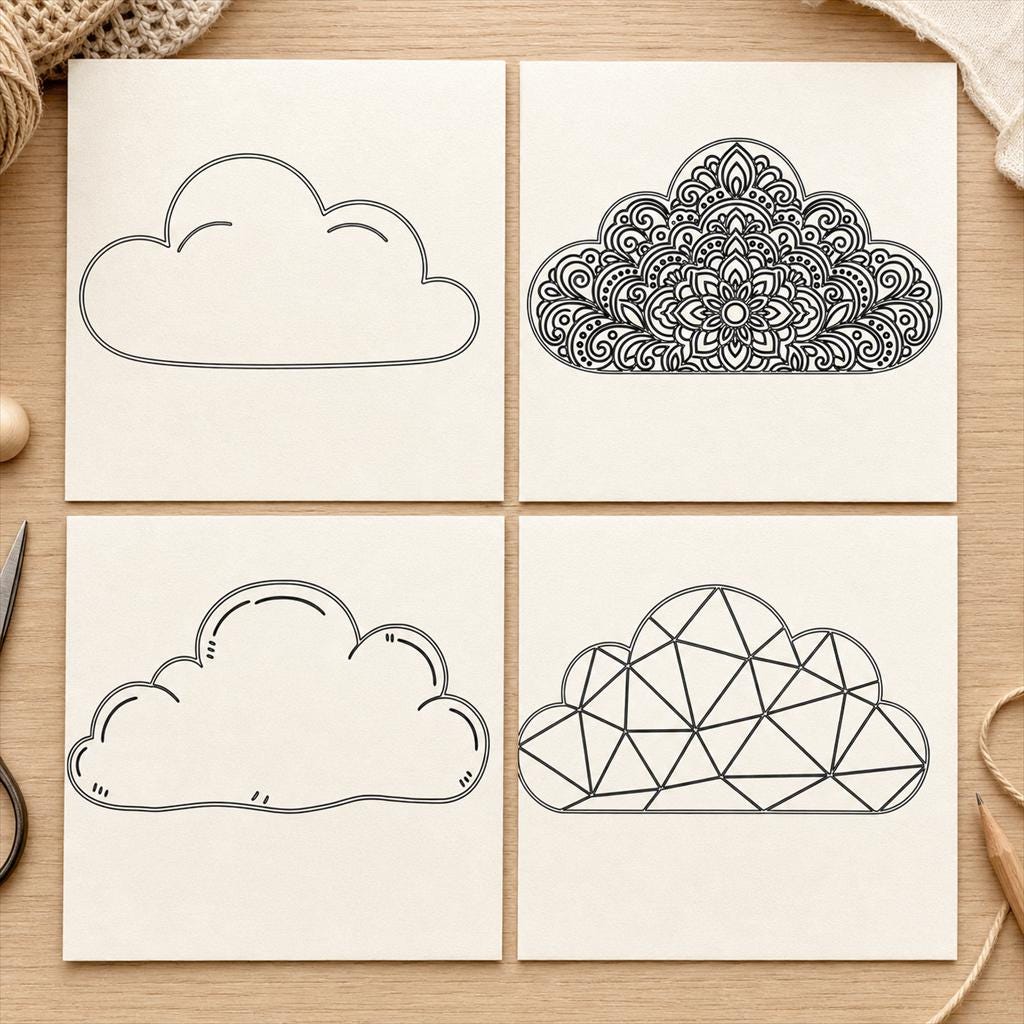 Cloud Nursery Cloud Wall Decor Cut File Set SVG DXF Bundle, 4 CNC Cut Files for Laser, Router, Glowforge, Cricut image 6