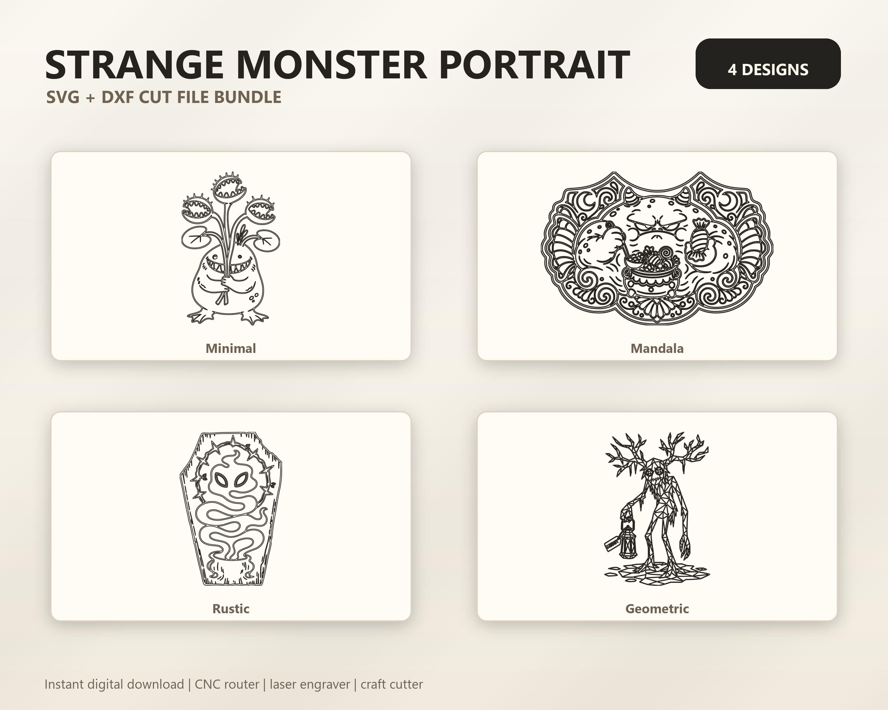 Strange Monster Portrait SVG DXF Bundle, 4 CNC Cut Files for Laser, Router, Glowforge, Cricut image 6