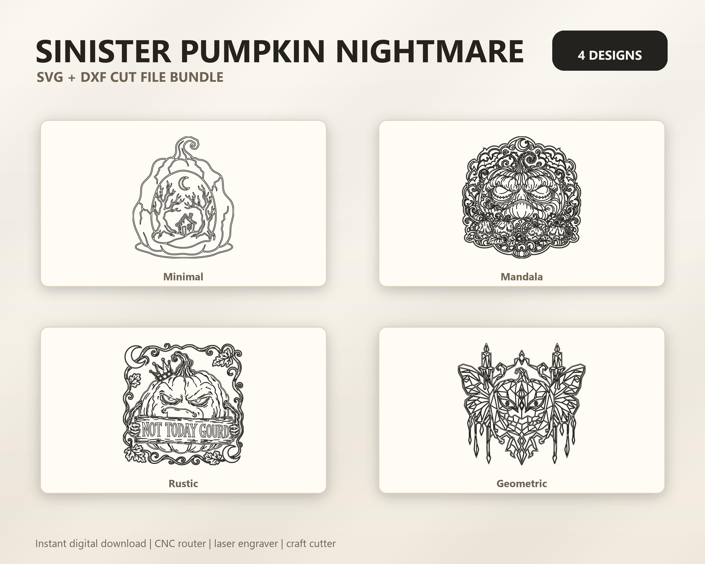 Sinister Pumpkin Nightmare SVG DXF Bundle, 4 CNC Cut Files for Laser, Router, Glowforge, Cricut image 6