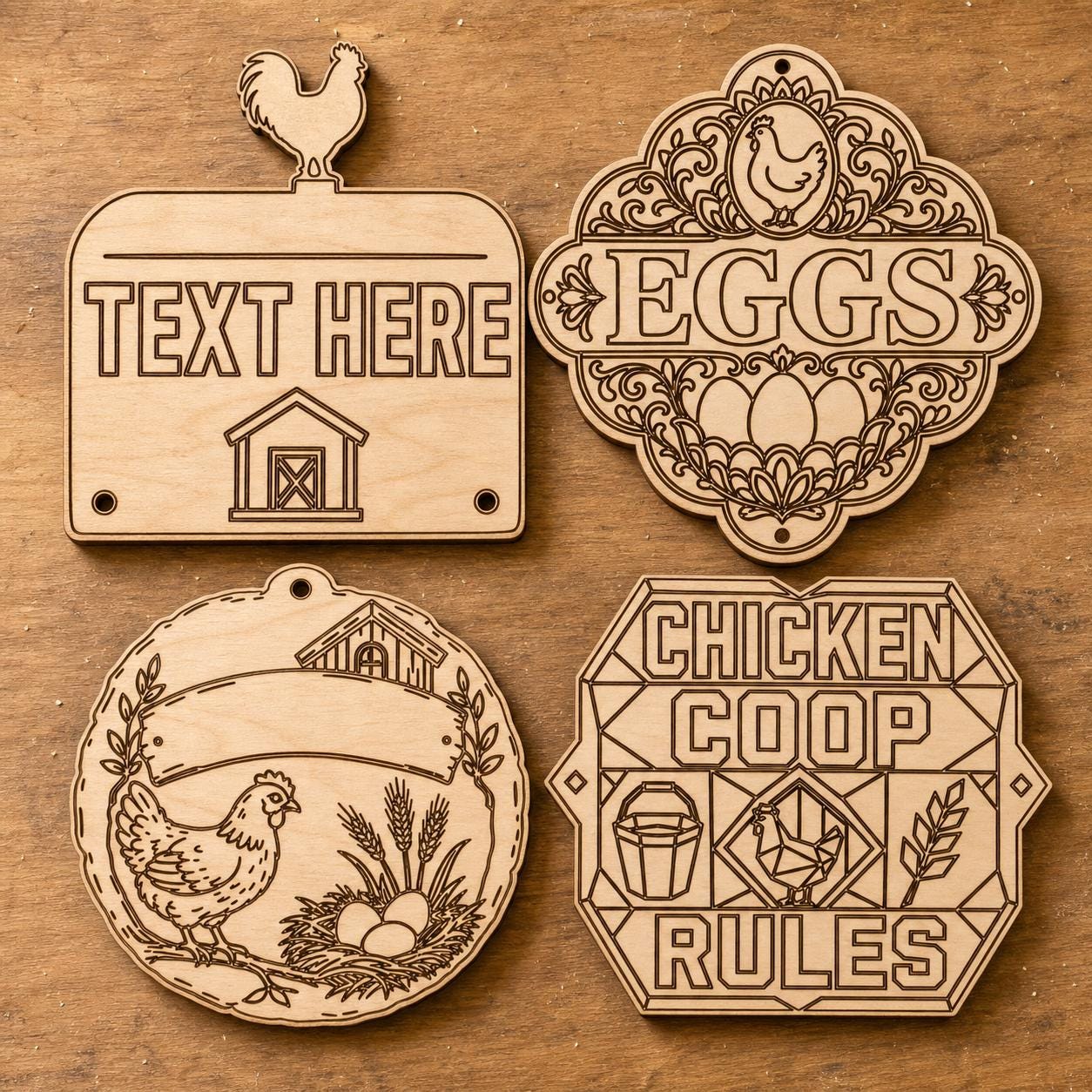 Chicken Coop Sign SVG DXF Bundle, 4 CNC Laser Cut Files image 3