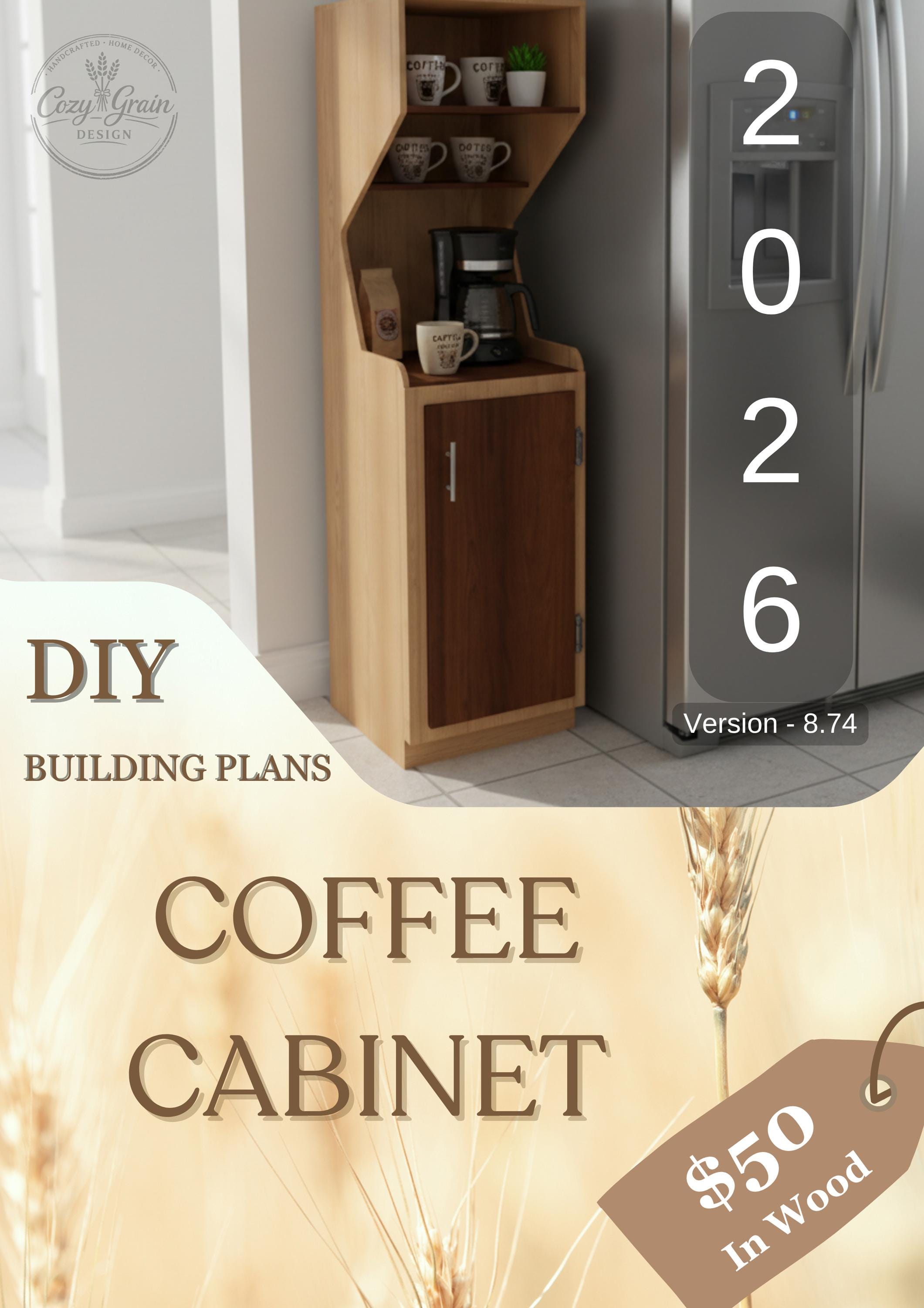 Coffee Cabinet Plans PDF, Farmhouse Kitchen Storage Build Guide with Cut List and Easy Instructions image 2