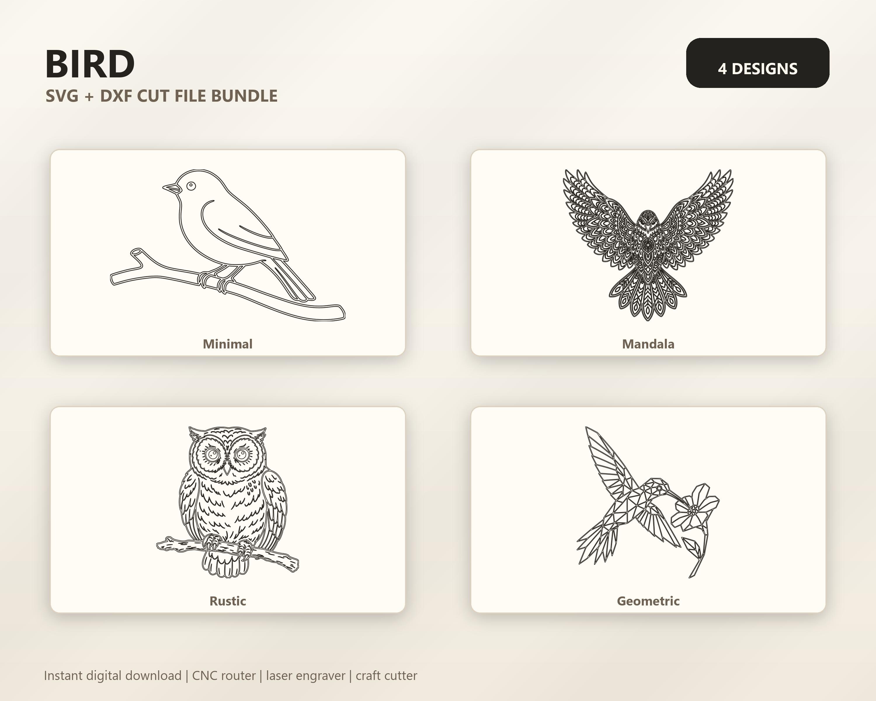 Bird SVG DXF Bundle, CNC Router and Laser Cut Wood Sign Files image 3
