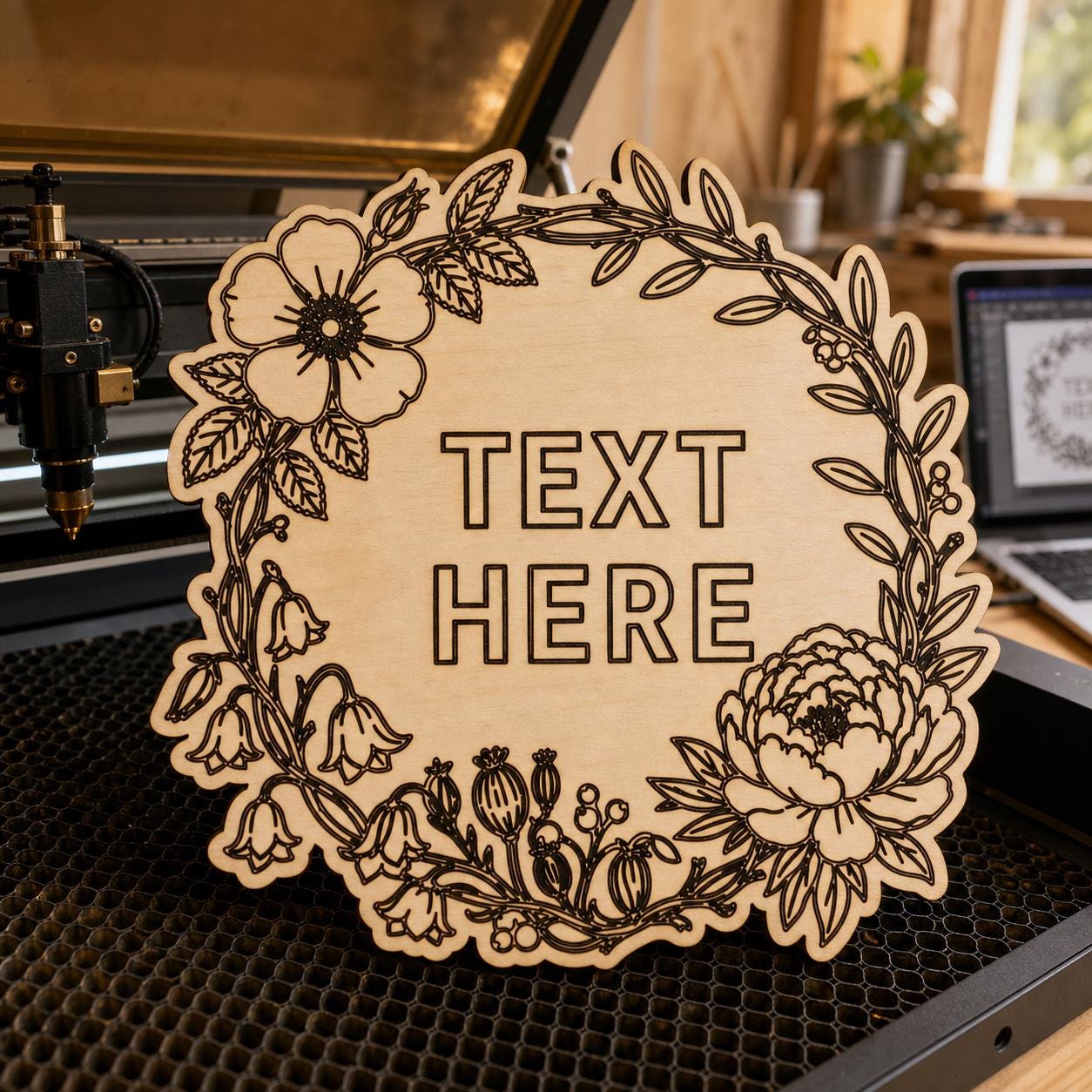 Floral Wall Art SVG DXF Bundle, 4 CNC Cut Files for Laser, Router, Glowforge, Cricut
