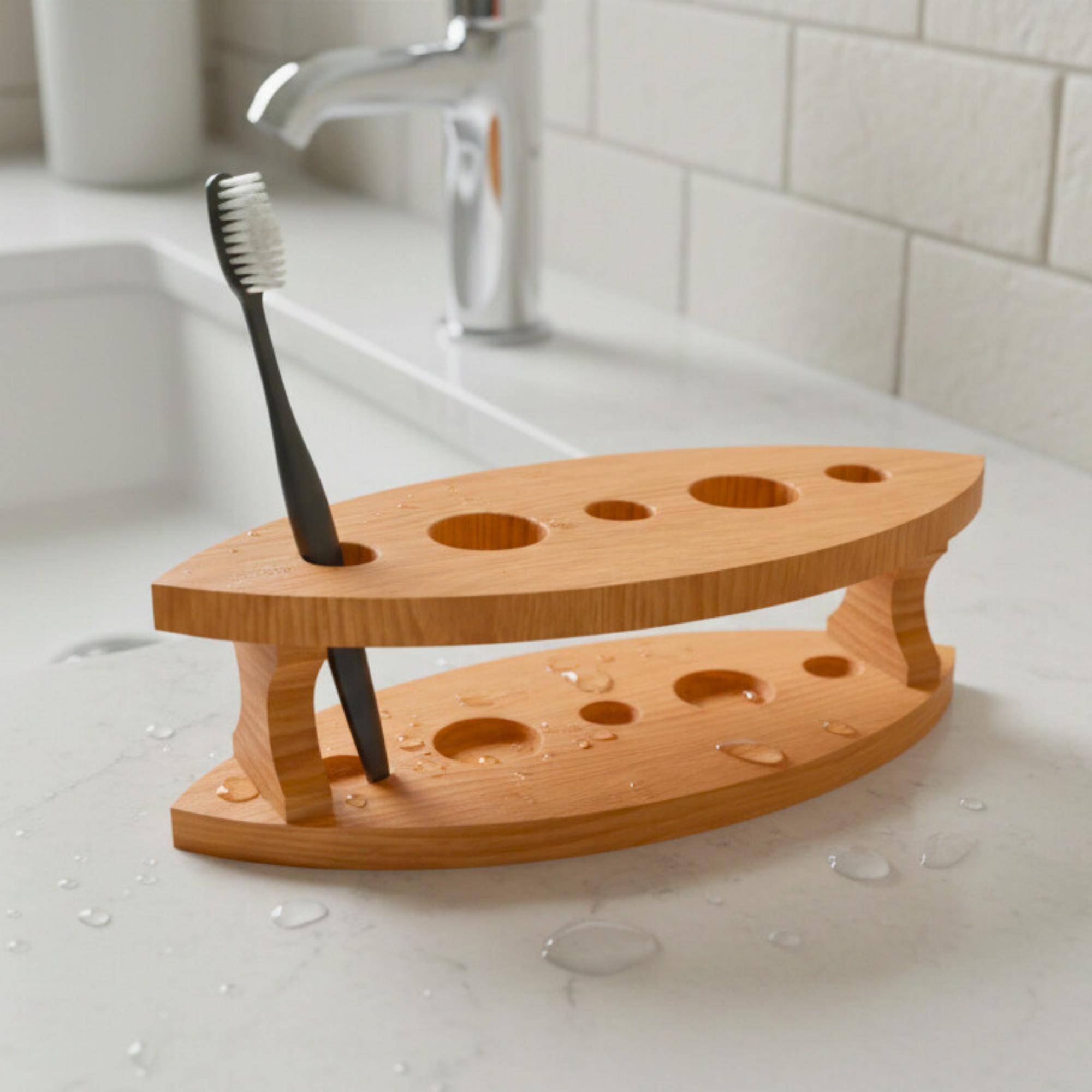 Artisan Toothbrush Holder CNC Files, Boat-Style Design, DXF and STL Digital Download image 2