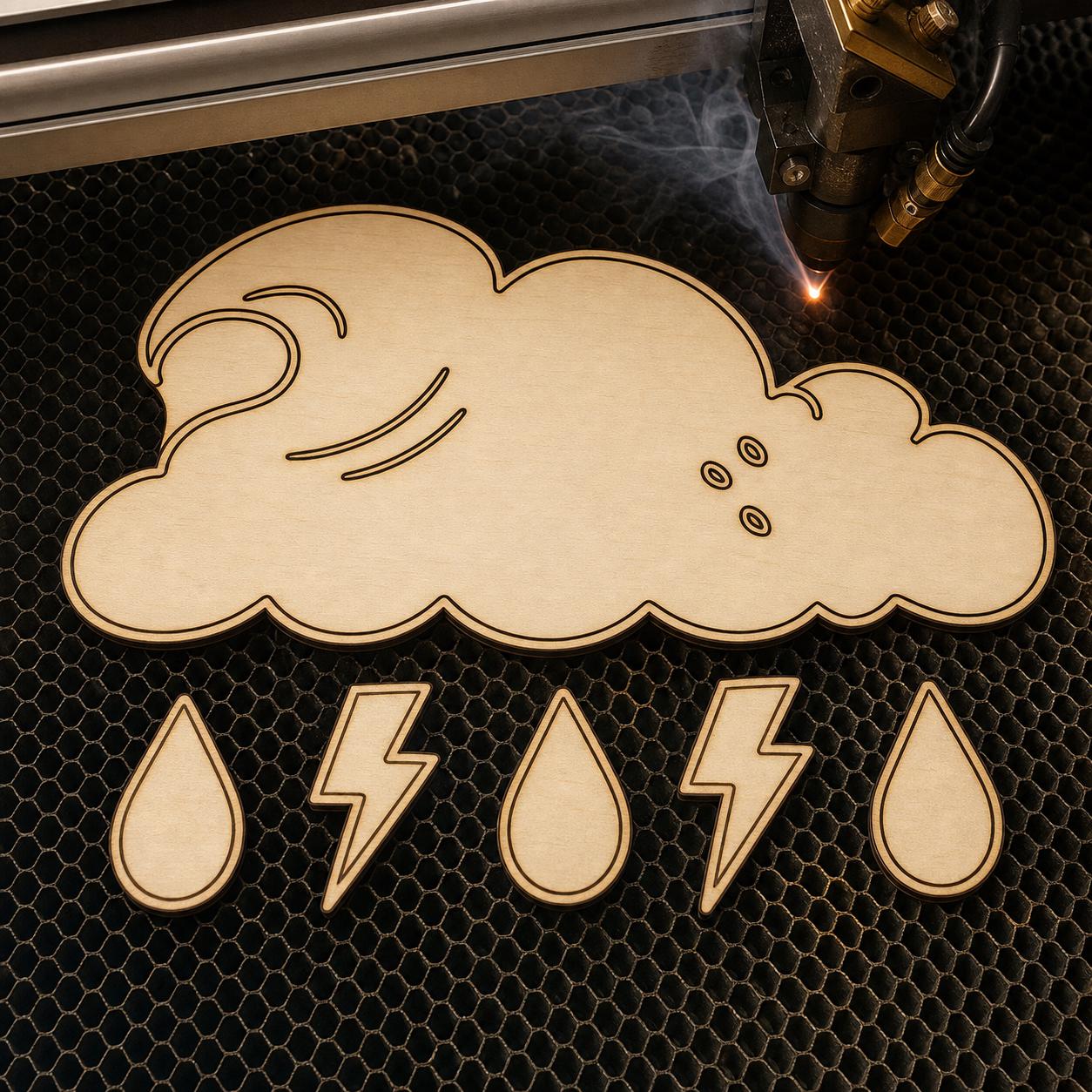 Cloud SVG DXF Bundle, 4 CNC Cut Files for Laser, Router, Glowforge, Cricut image 2