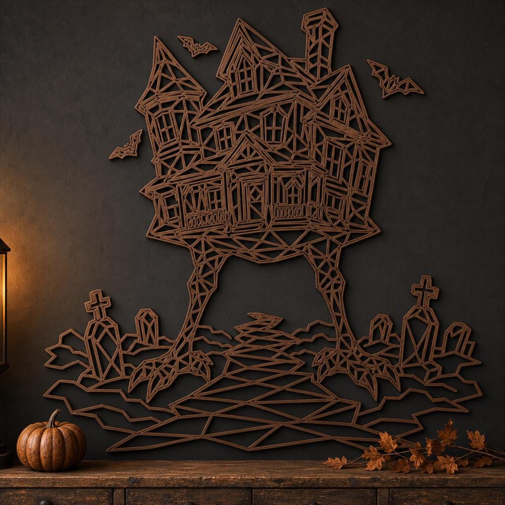 Haunted Cemetery Panel SVG DXF Bundle, 4 CNC Laser Cut Files image 3