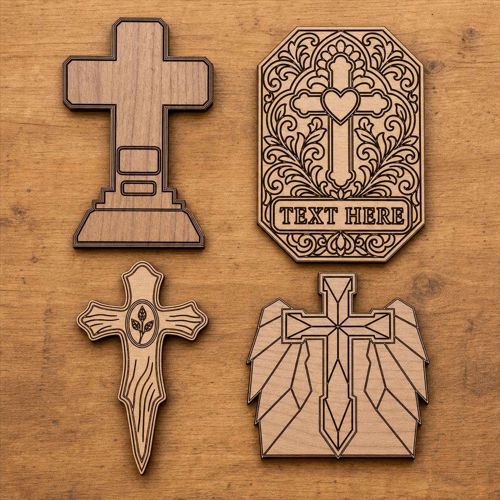 Memorial Cross SVG DXF Bundle, 4 CNC Cut Files for Laser, Router, Glowforge, Cricut image 2