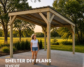 Pole Barn Plans 10x12x10 Run-In Shed, Horse Shelter and Storage Blueprint, DIY PDF Digital Download