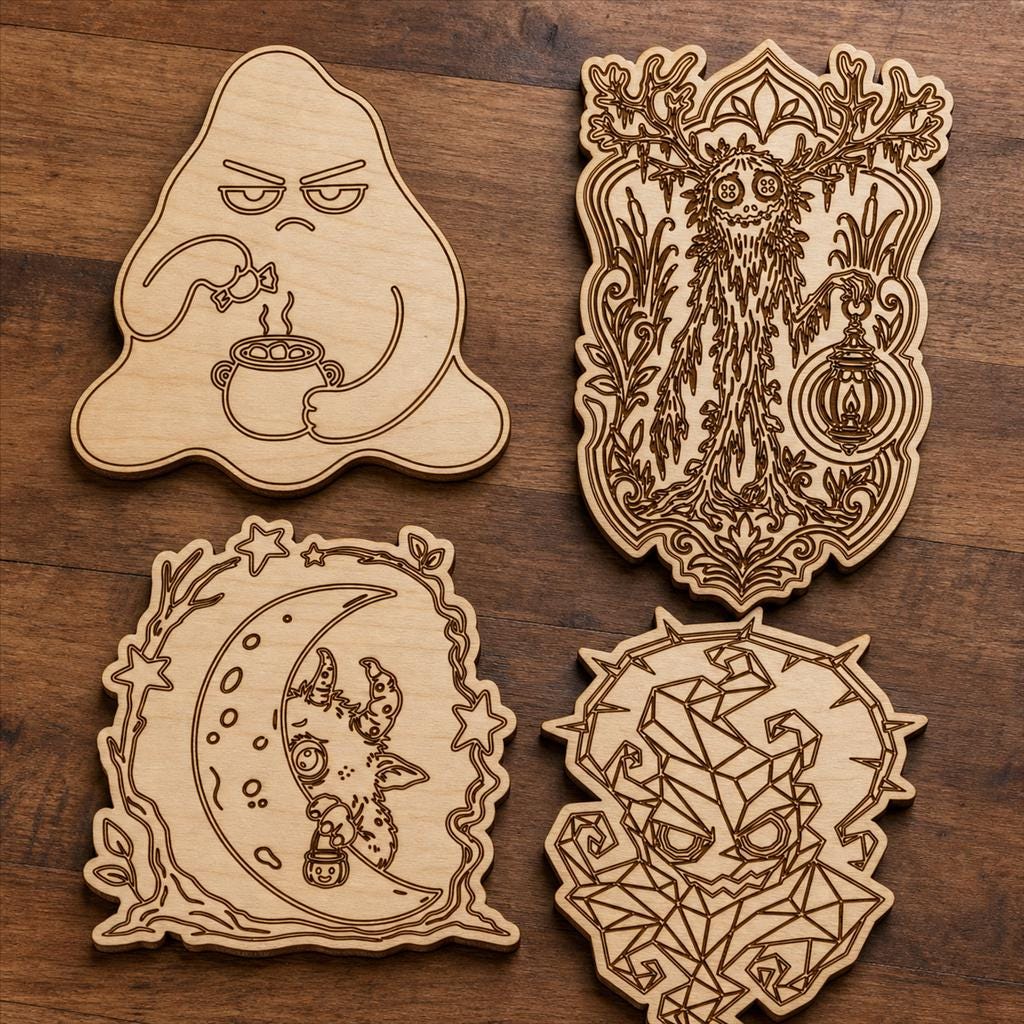 Strange Monster Portrait SVG DXF Bundle, 4 CNC Laser Cut Files image 2