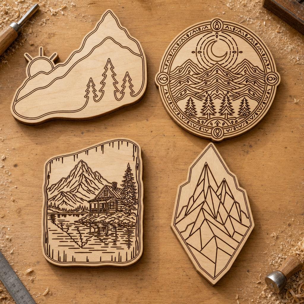 Mountain Scene SVG DXF Bundle, 4 CNC Cut Files for Laser, Router, Glowforge, Cricut image 2