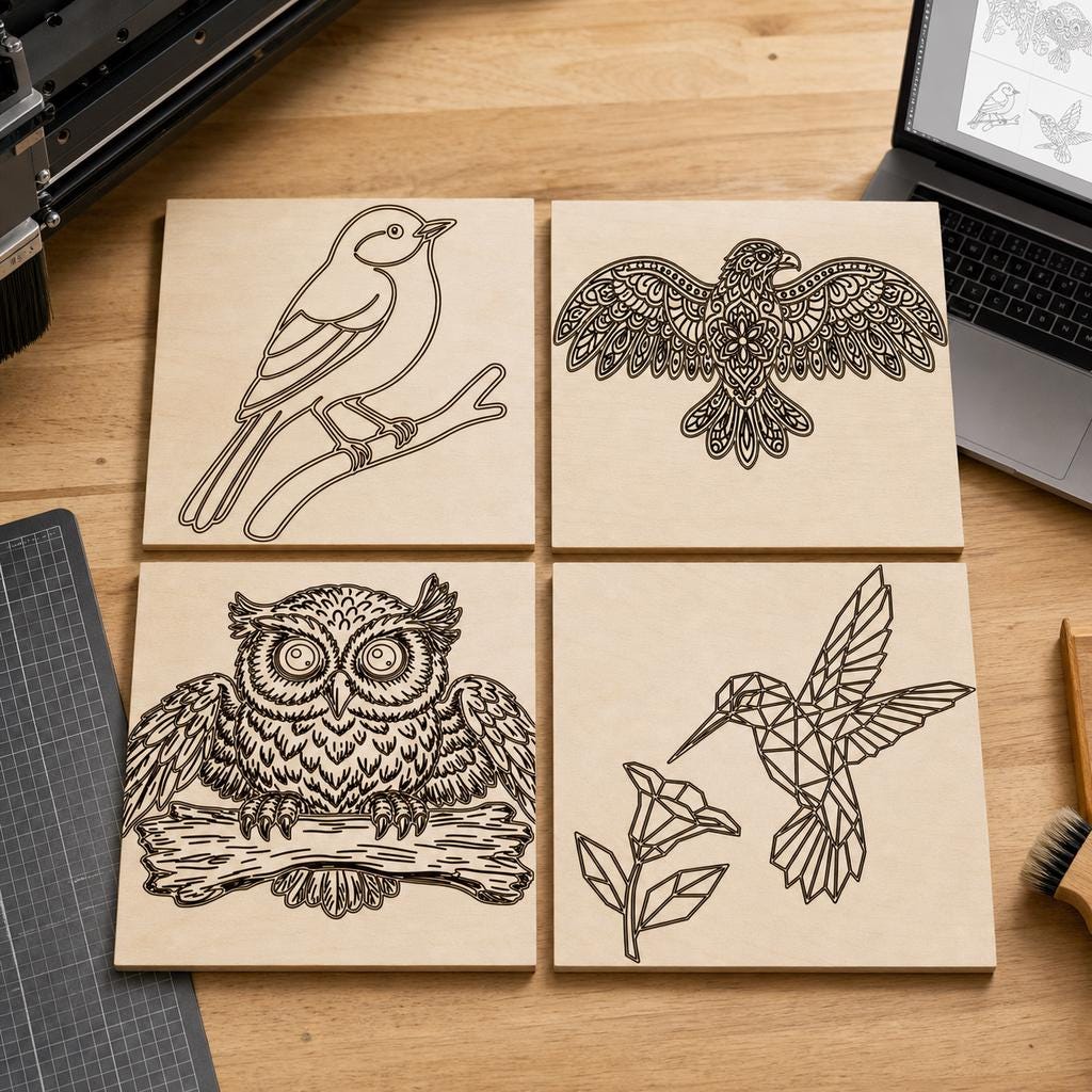 Bird SVG DXF Bundle, 4 CNC Cut Files for Laser, Router, Glowforge, Cricut image 2