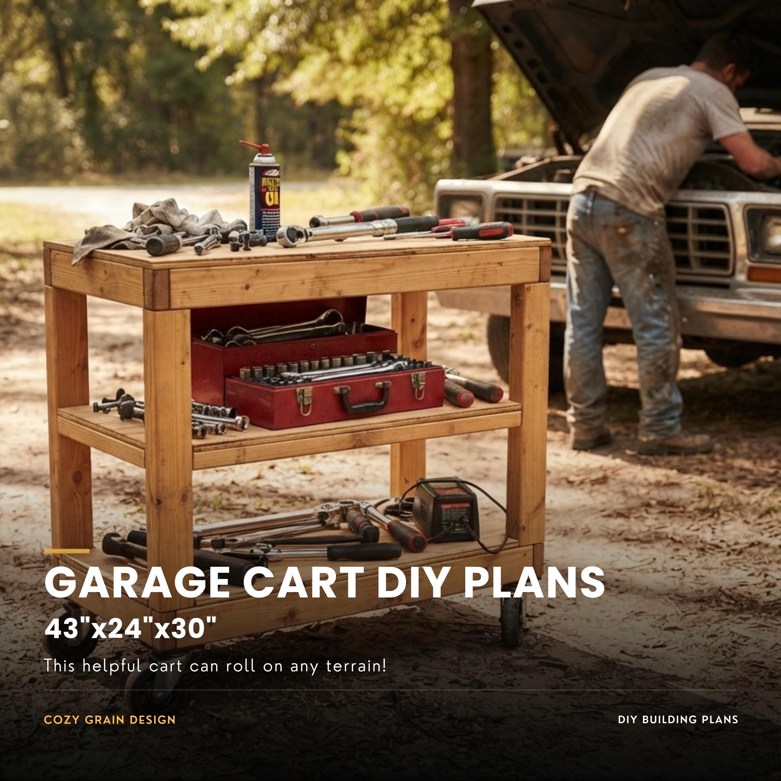 Garage Cart DIY Plans | 3-Level Rolling Workshop Storage | All Terrain