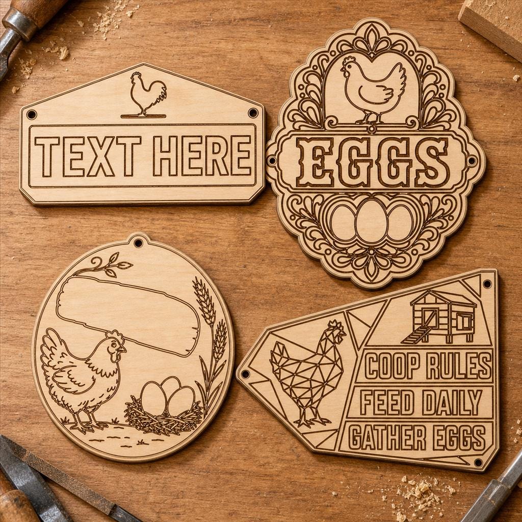 Chicken Coop Sign SVG DXF Bundle, 4 CNC Laser Cut Files image 2