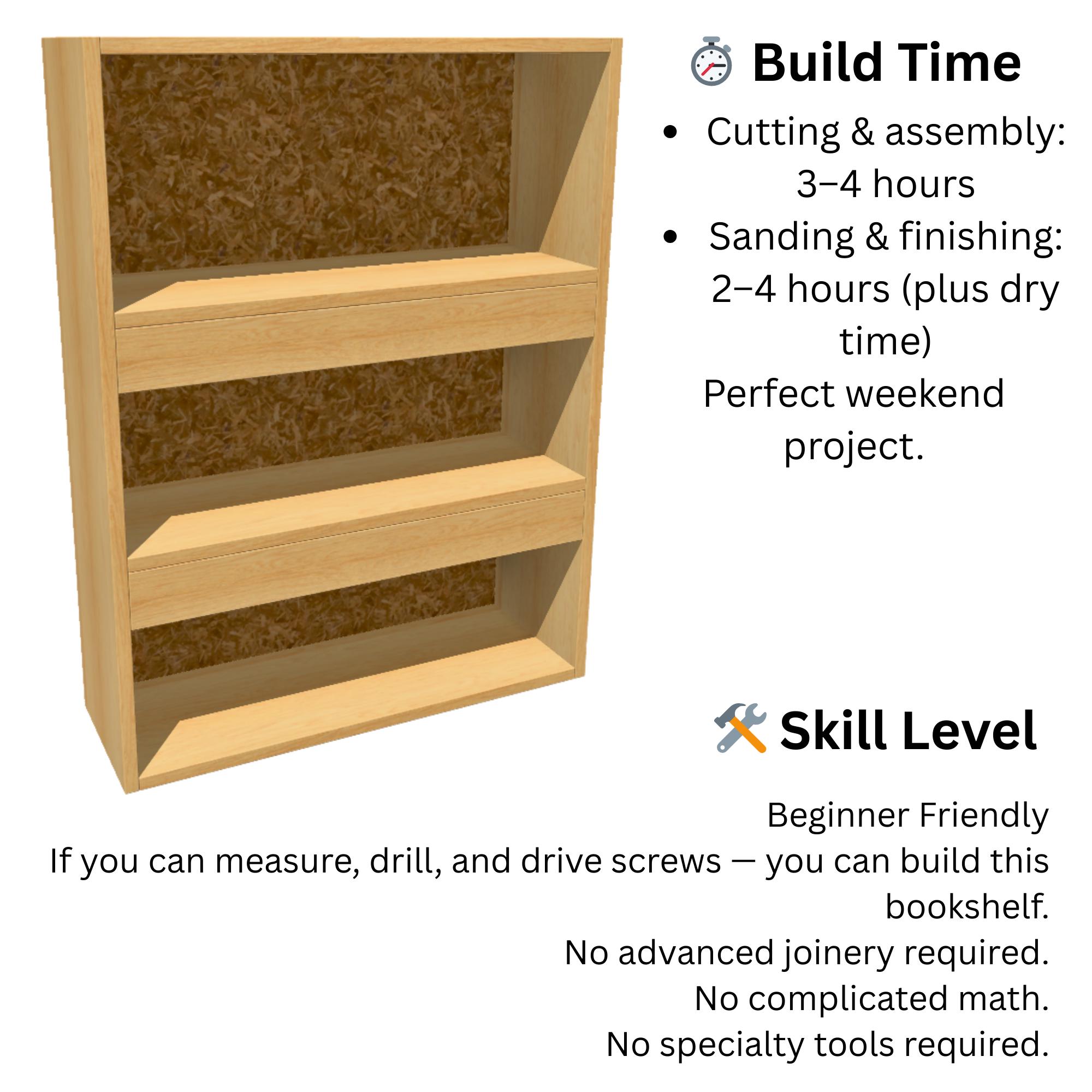 Bookshelf Plans, Beginner-Friendly Build with 3D STL Model, Modern DIY Woodworking PDF Digital Download image 3