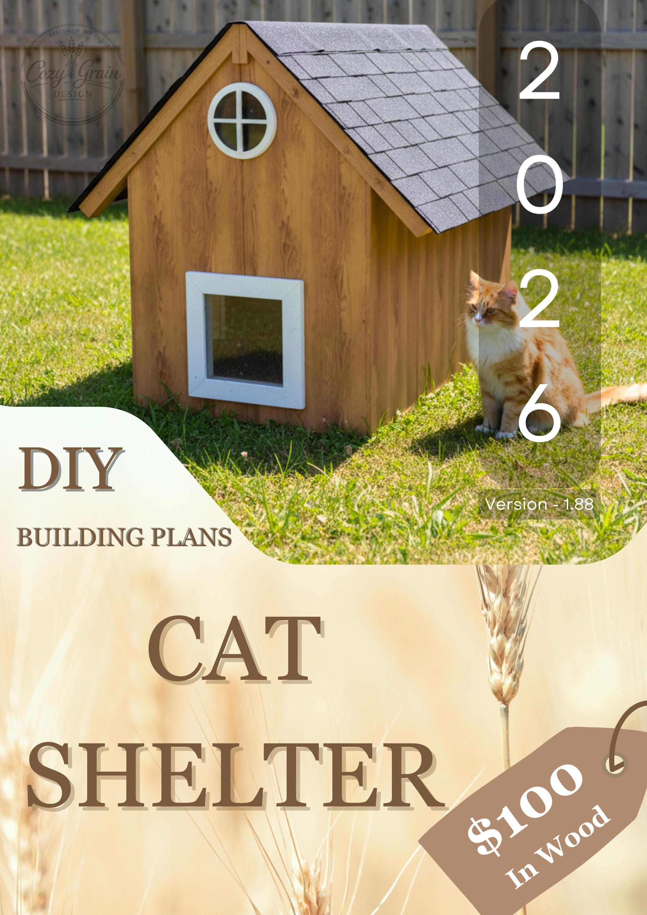 Outdoor Cat Shelter Plans – Loft Design with Sky Windows – DIY Feral & Pet Cat House PDF Digital Download image 2