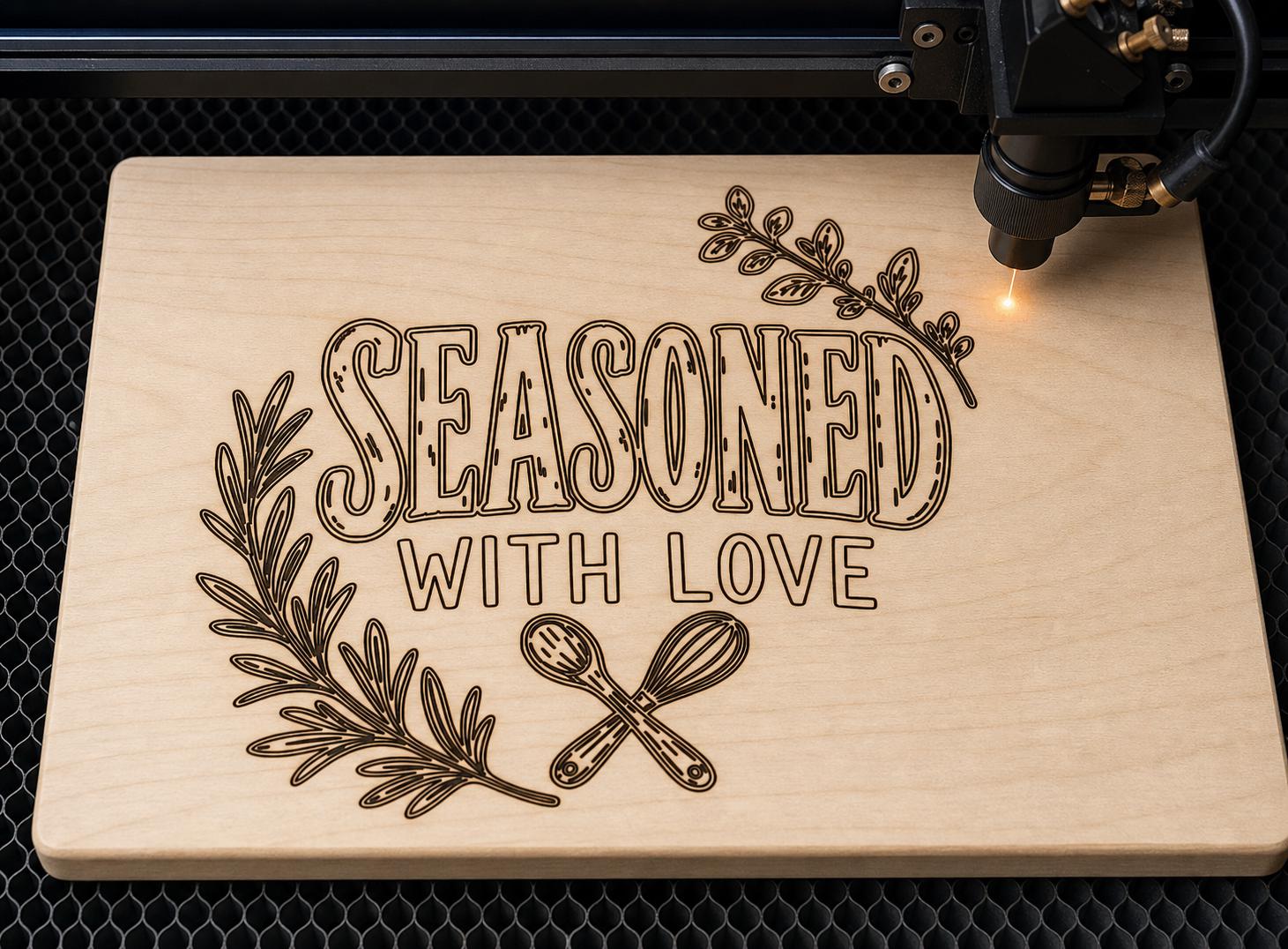 Funny Cutting Board SVG DXF Bundle, 4 Kitchen Quote Designs for Laser Engraving