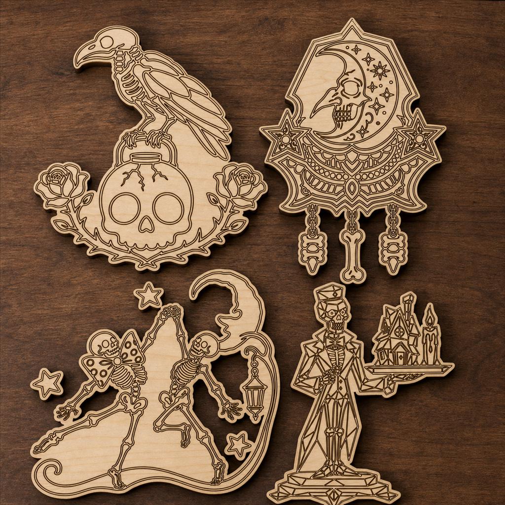 Gothic Skeleton Decor SVG DXF Bundle, 4 CNC Laser Cut Files image 2