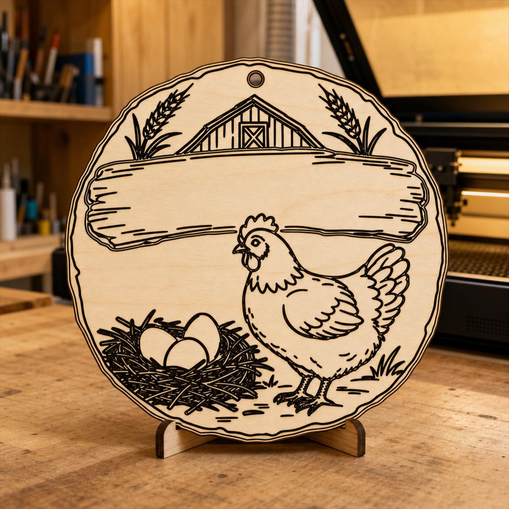 Chicken Coop Sign SVG DXF Bundle, 4 CNC Cut Files for Laser, Router, Glowforge, Cricut