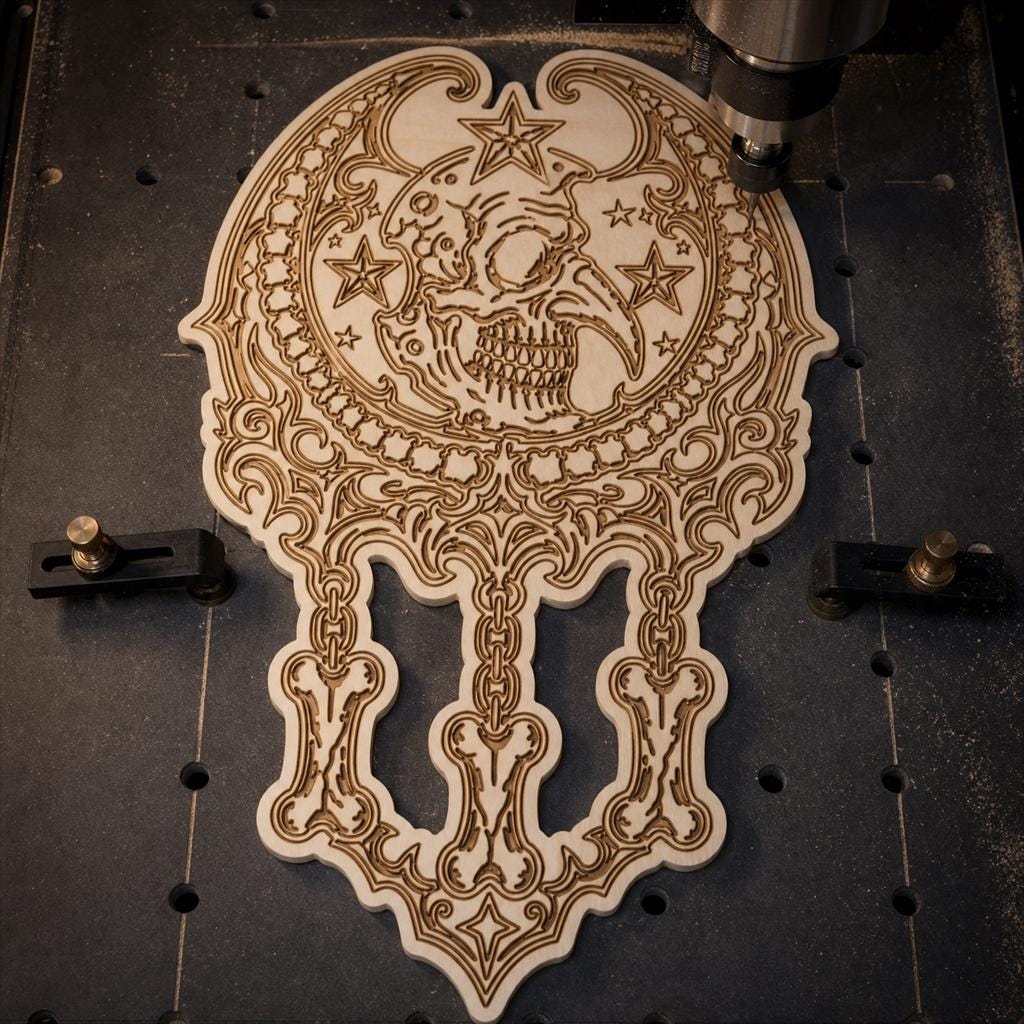 Gothic Skeleton Decor SVG DXF Bundle, 4 CNC Laser Cut Files