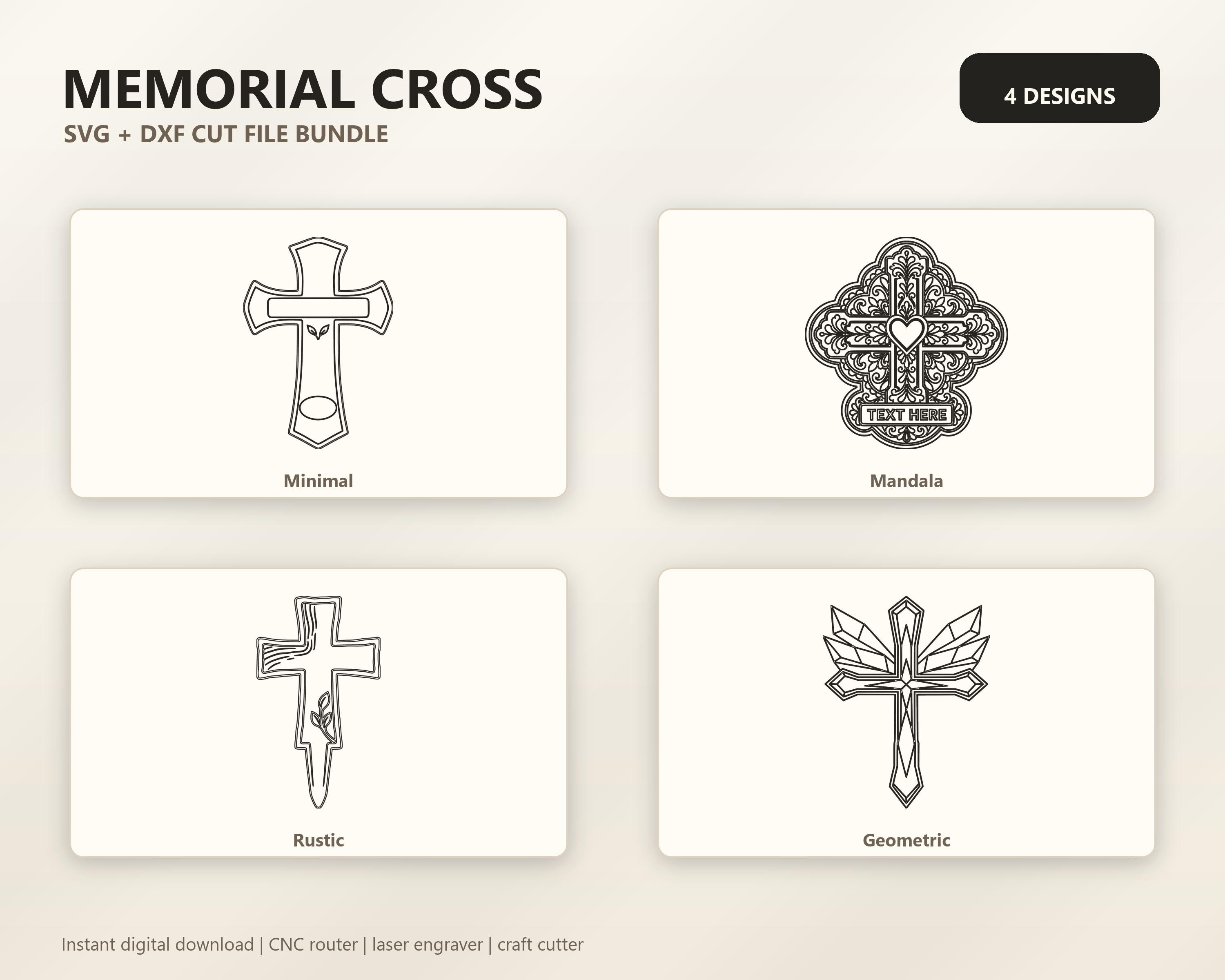 Memorial Cross SVG DXF Bundle, 4 CNC Laser Cut Files image 6