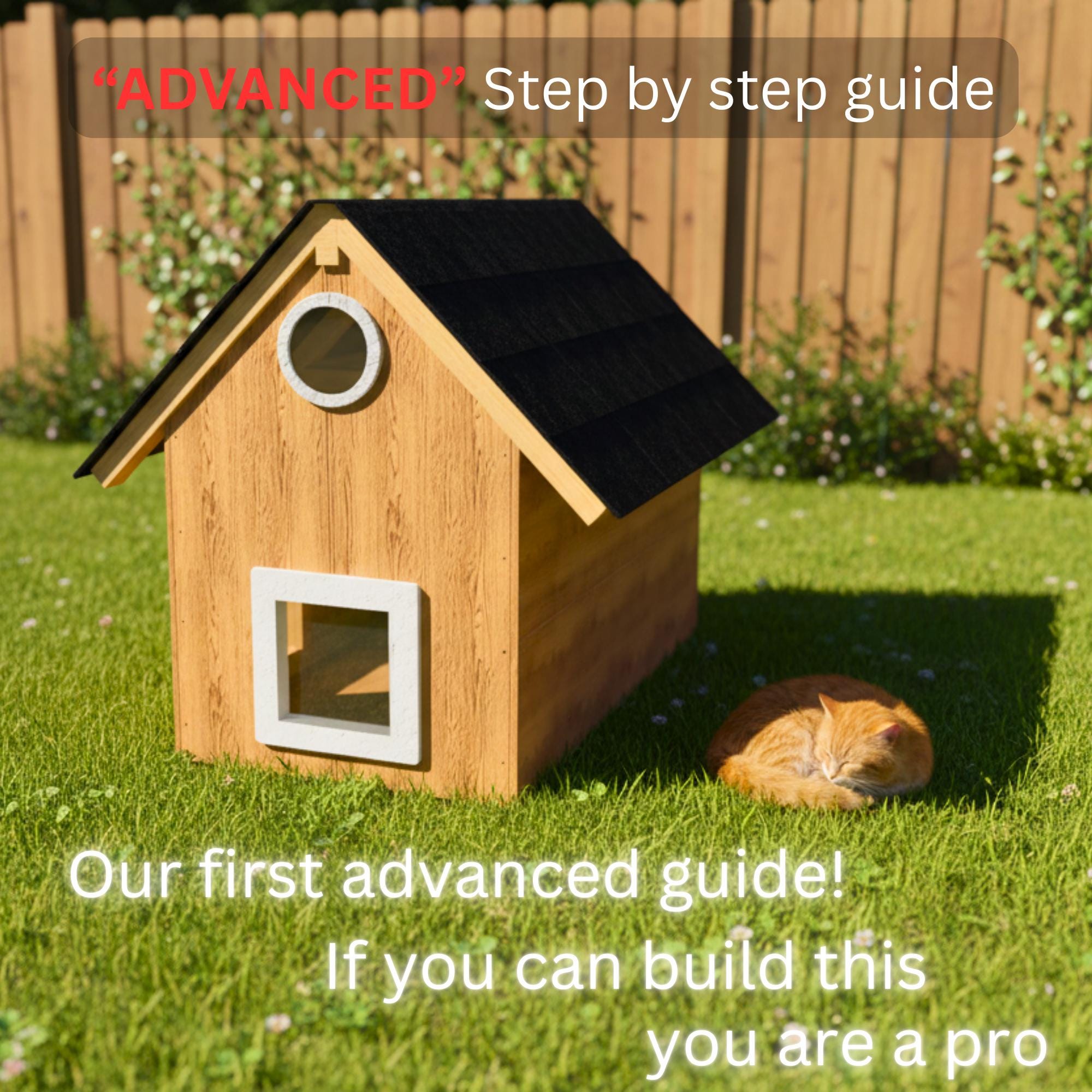 Outdoor Cat Shelter Plans – Loft Design with Sky Windows – DIY Feral & Pet Cat House PDF Digital Download image 5