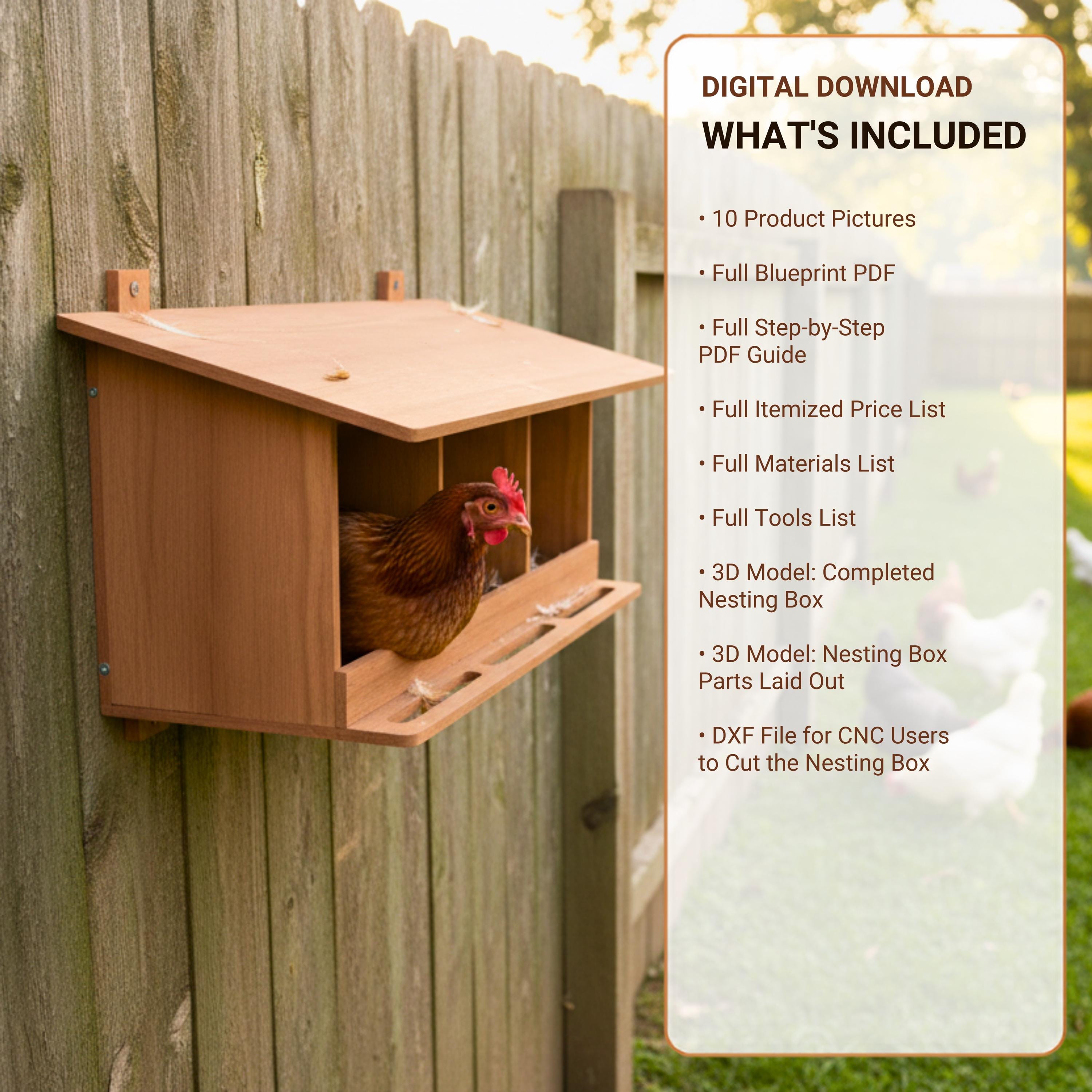 34x14x15 Chicken Nesting Box Plans - Building Guide, DXF and STL Files image 2
