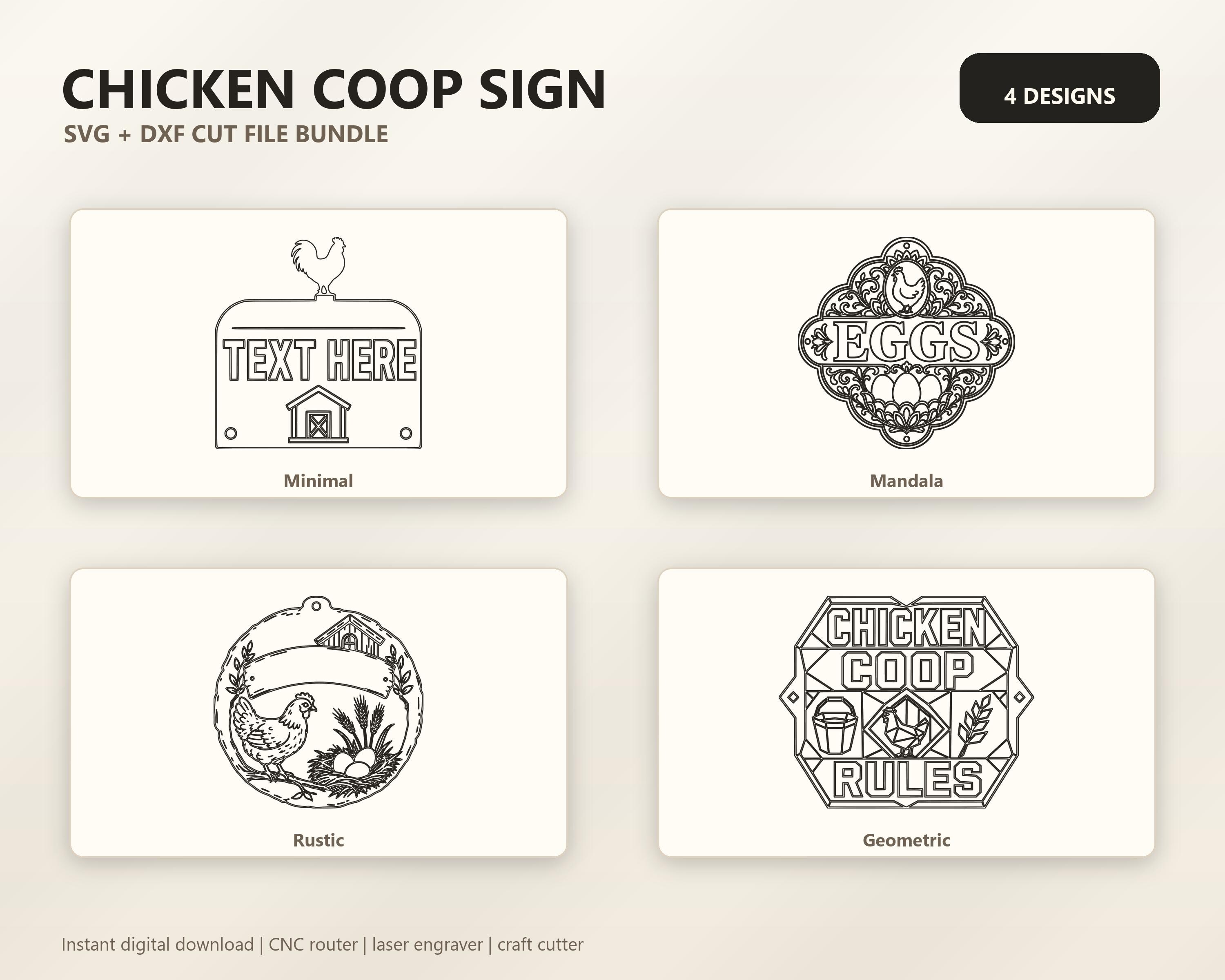 Chicken Coop Sign SVG DXF Bundle, 4 CNC Laser Cut Files image 6