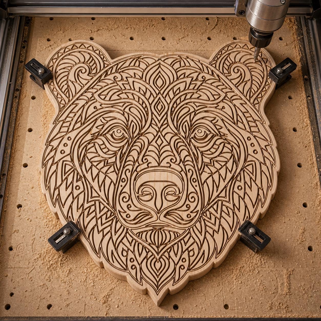 Bear Head Tribal Bear Head Outline Decor Set SVG DXF Bundle, 4 CNC Cut Files for Laser, Router, Glowforge, Cricut image 4