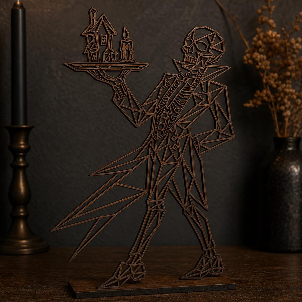 Gothic Skeleton Decor SVG DXF Bundle, 4 CNC Laser Cut Files image 5