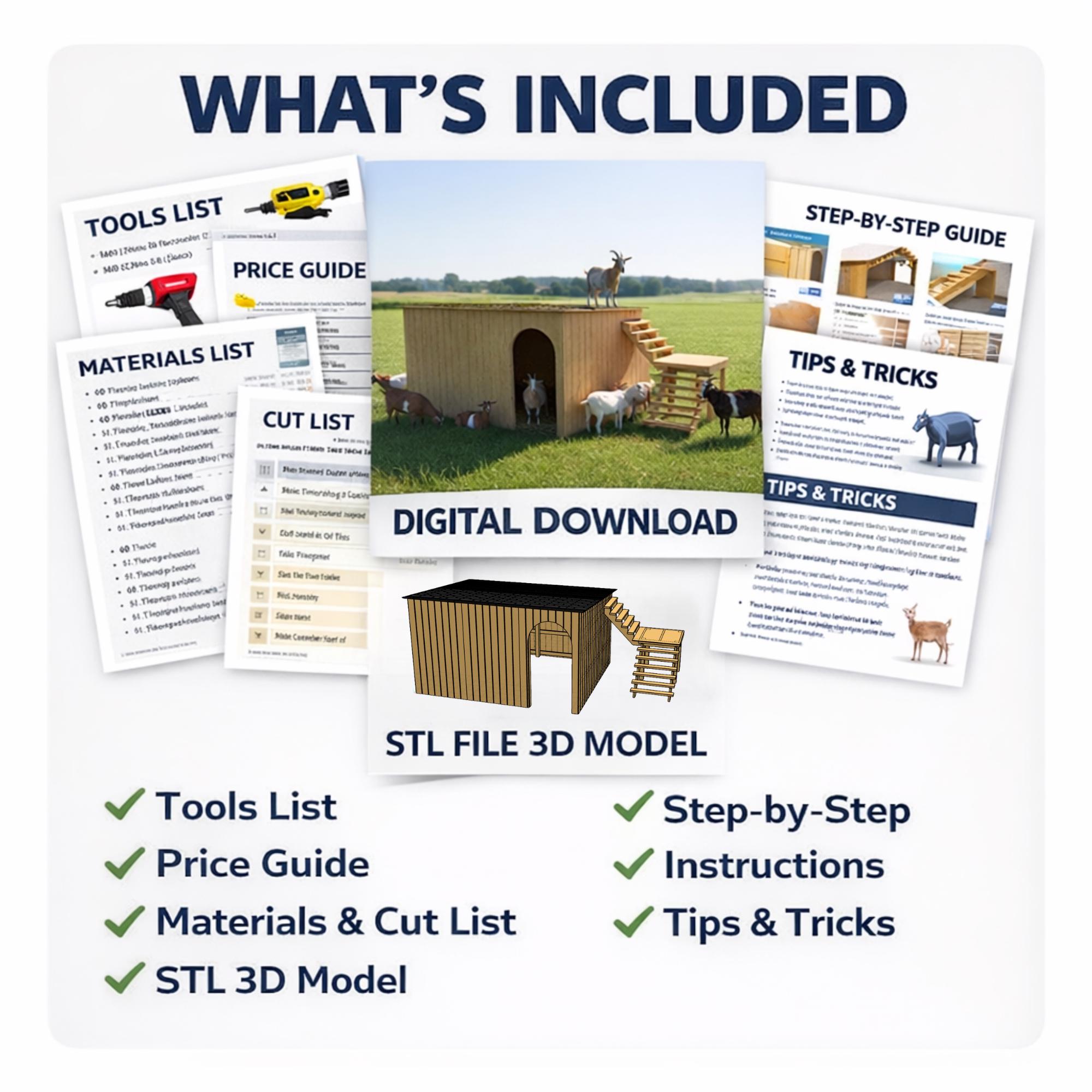 Goat Shelter 12x10x7 DIY Building Plans, Blueprints and STL Reference - Digital Product image 4