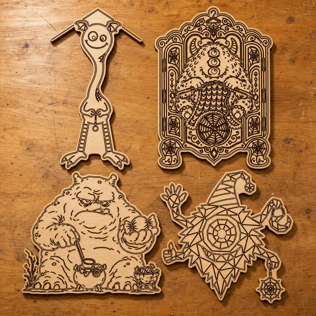 Strange Monster Portrait SVG DXF Bundle, 4 CNC Laser Cut Files image 2