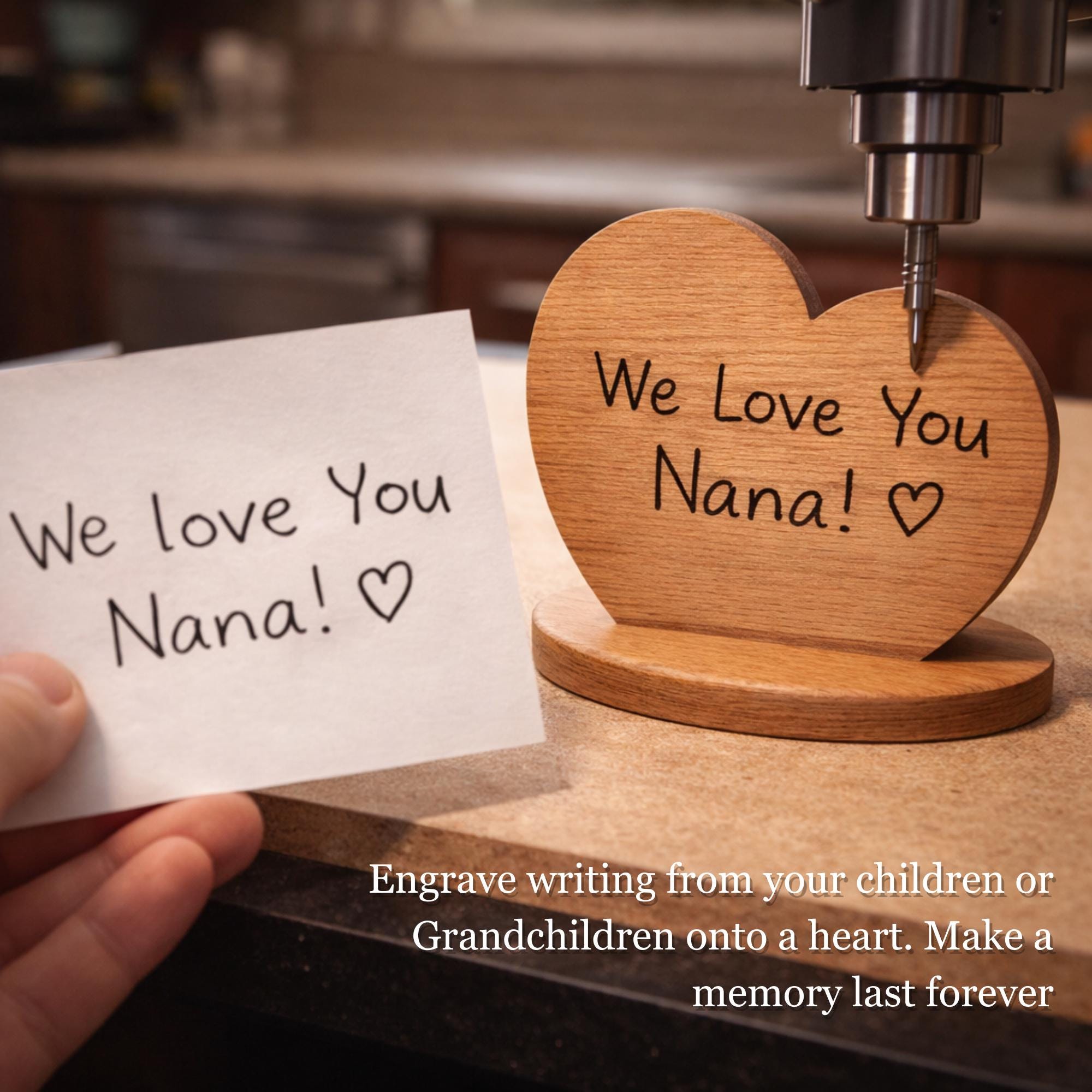 Personalized Handwriting Heart CNC Files, Keepsake Gift, DXF and STL Digital Download