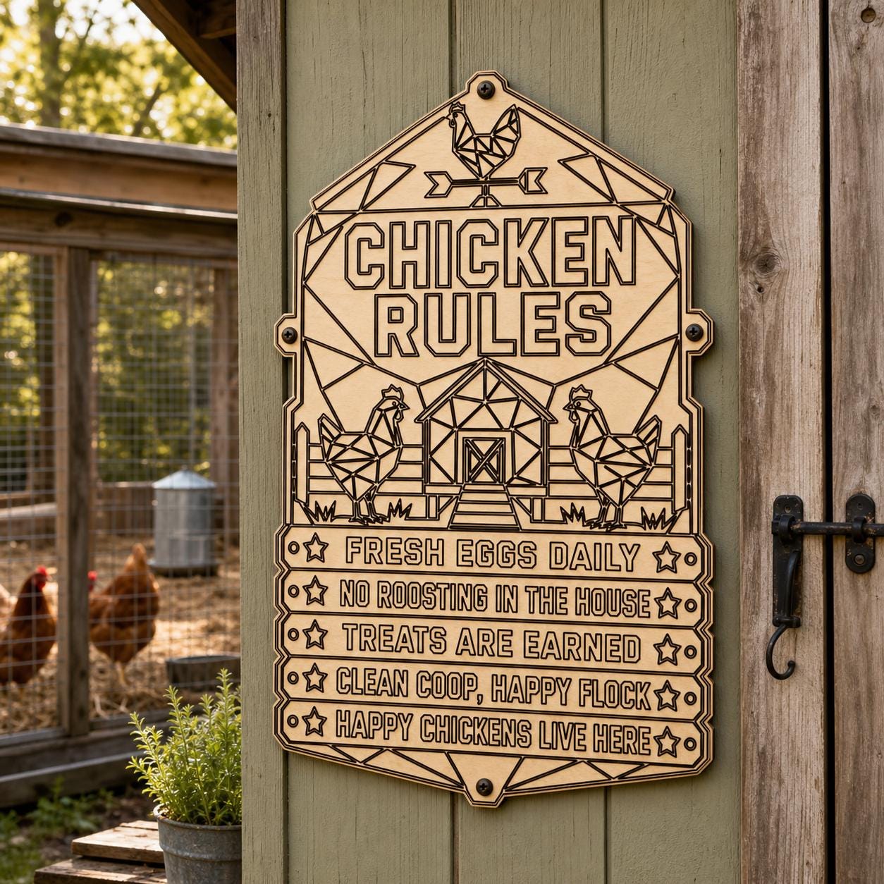 Chicken Coop Sign SVG DXF Bundle, 4 CNC Cut Files for Laser, Router, Glowforge, Cricut image 5